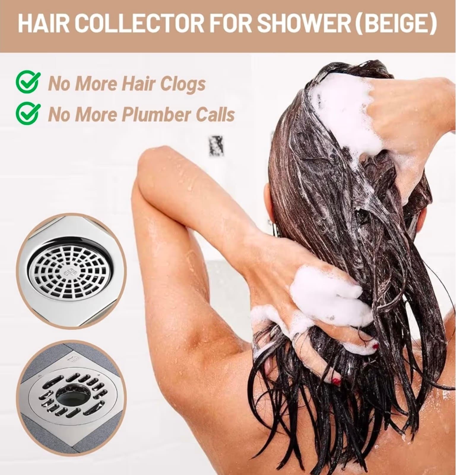 Silicone Suction Hair Catcher, Wall-Mount Suction - Thumbnail 3