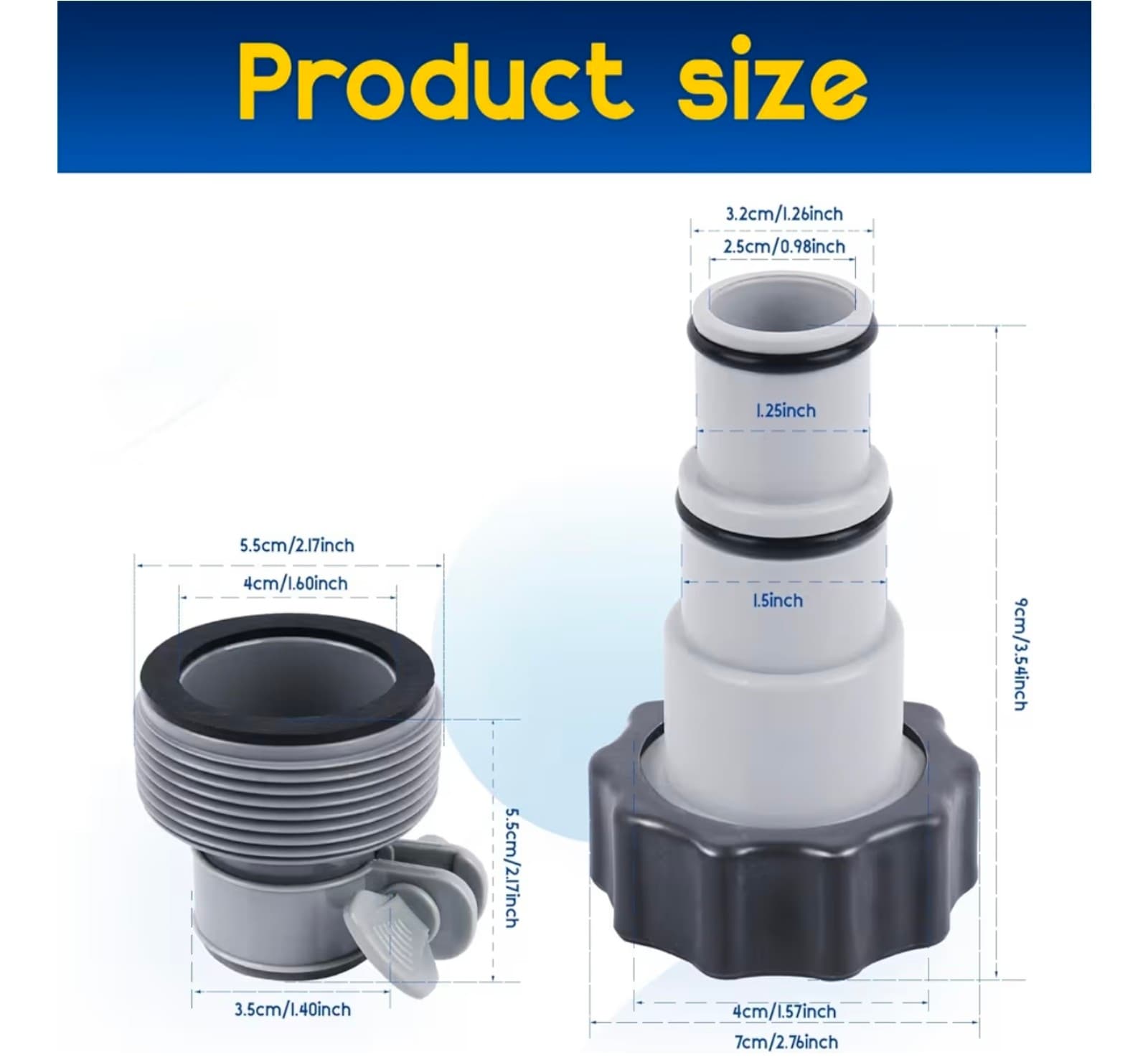 Pool Hose Adapter Type A/B for Intex Pool Hose Adapter with Clamp Washer and 1.5 - Thumbnail 2