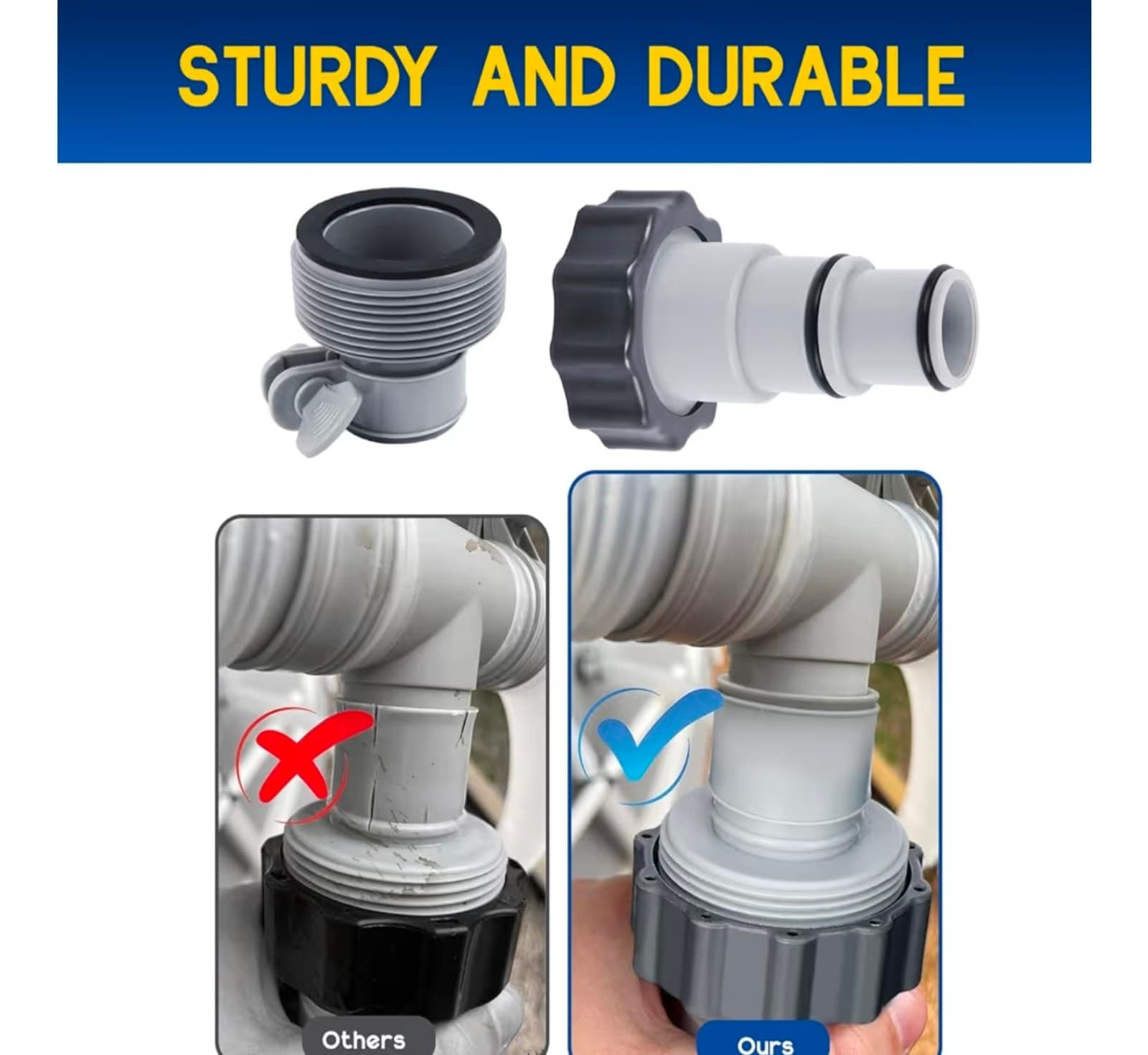 Pool Hose Adapter Type A/B for Intex Pool Hose Adapter with Clamp Washer and 1.5 - Thumbnail 5