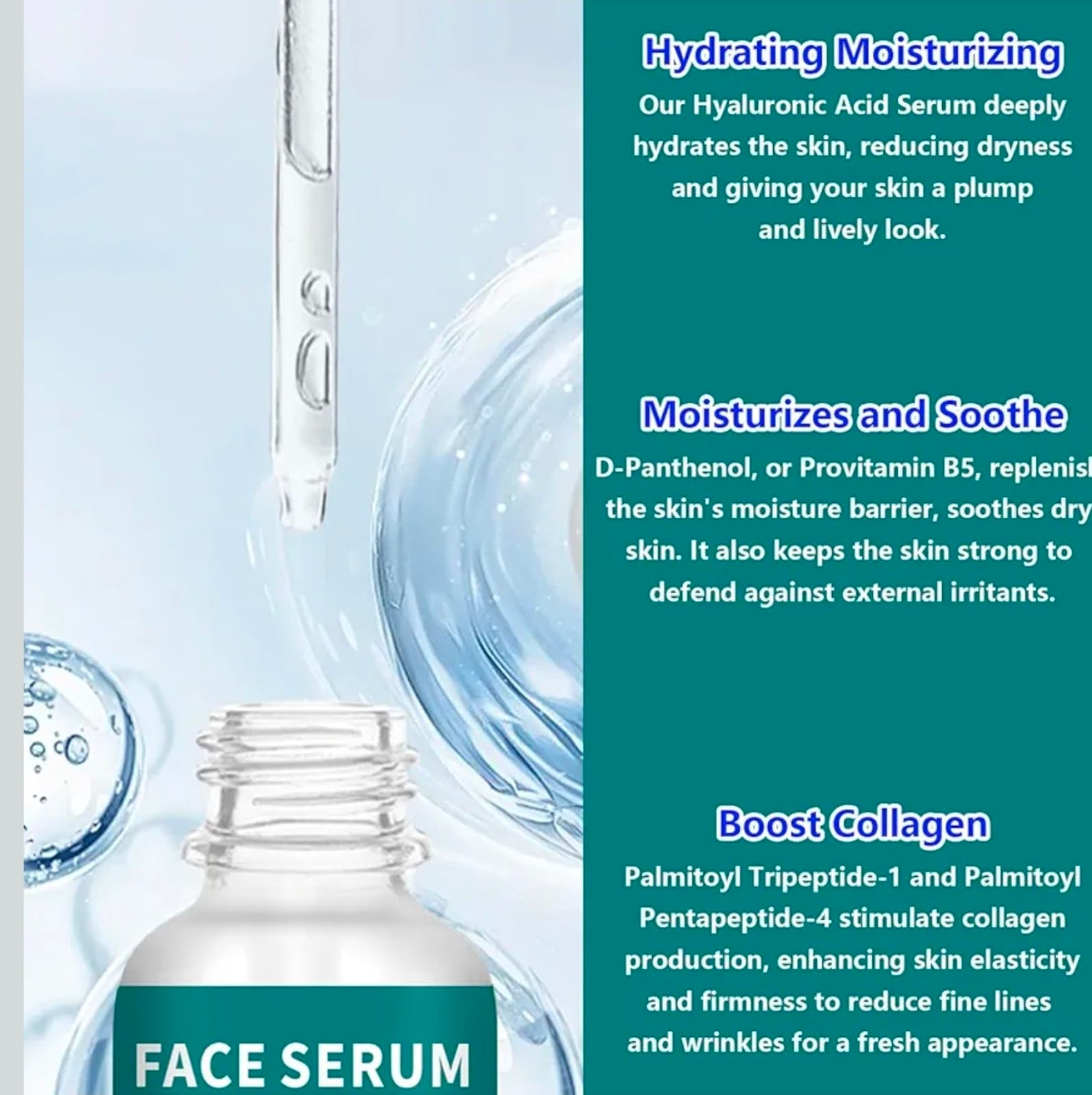Hyaluronic Acid Serum with Advanced Peptide Complex for Optimal Hydration & Skin - Thumbnail 2