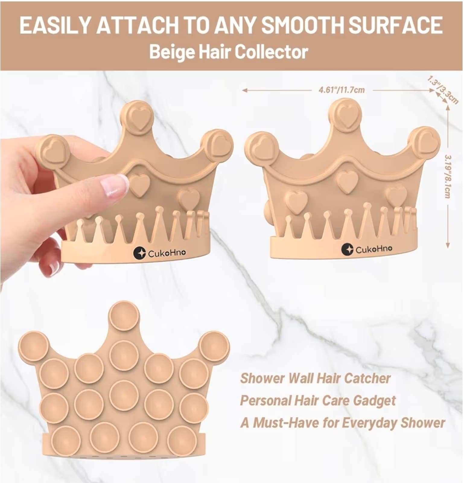 Silicone Suction Hair Catcher, Wall-Mount Suction - Thumbnail 2