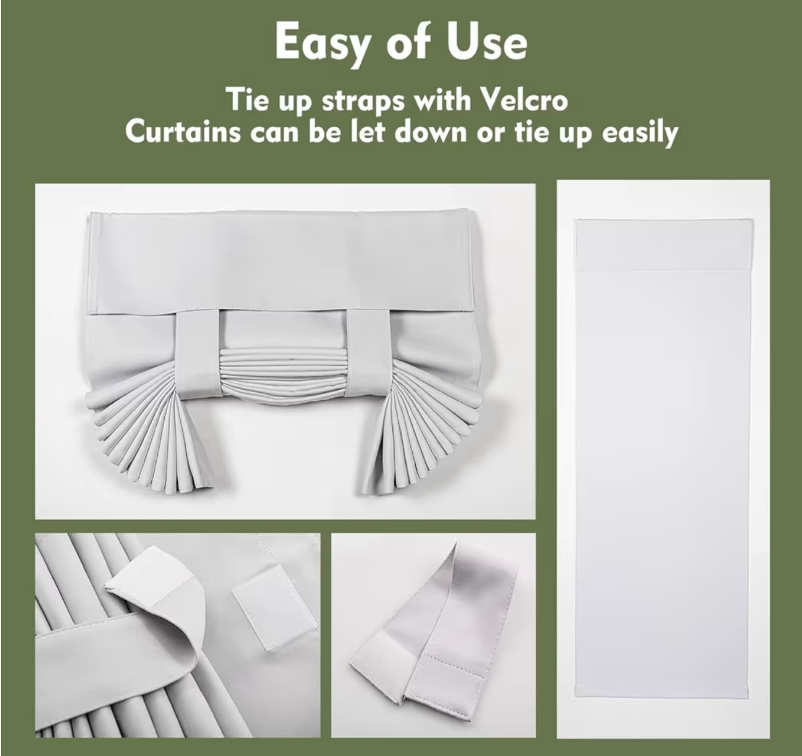 Blackout Curtain, Privacy Tie-up Shade, Thermal Insulated Small Curtain 34x40 - Thumbnail 5