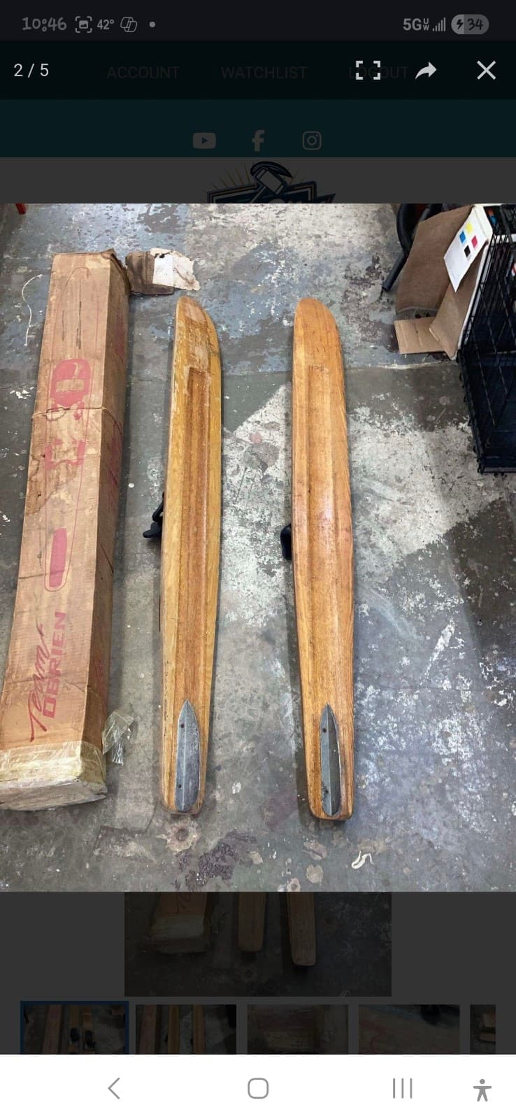 Vintage O'Brien Competition 68” Wood Slalom Water Ski - Thumbnail 3