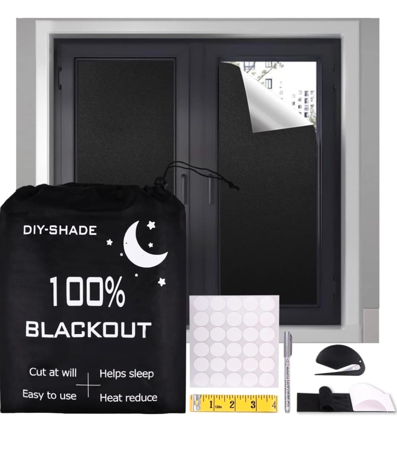 Blackout Curtain for Bedroom Room 118" x 57" Temporary Blackout Curtain - Image 1