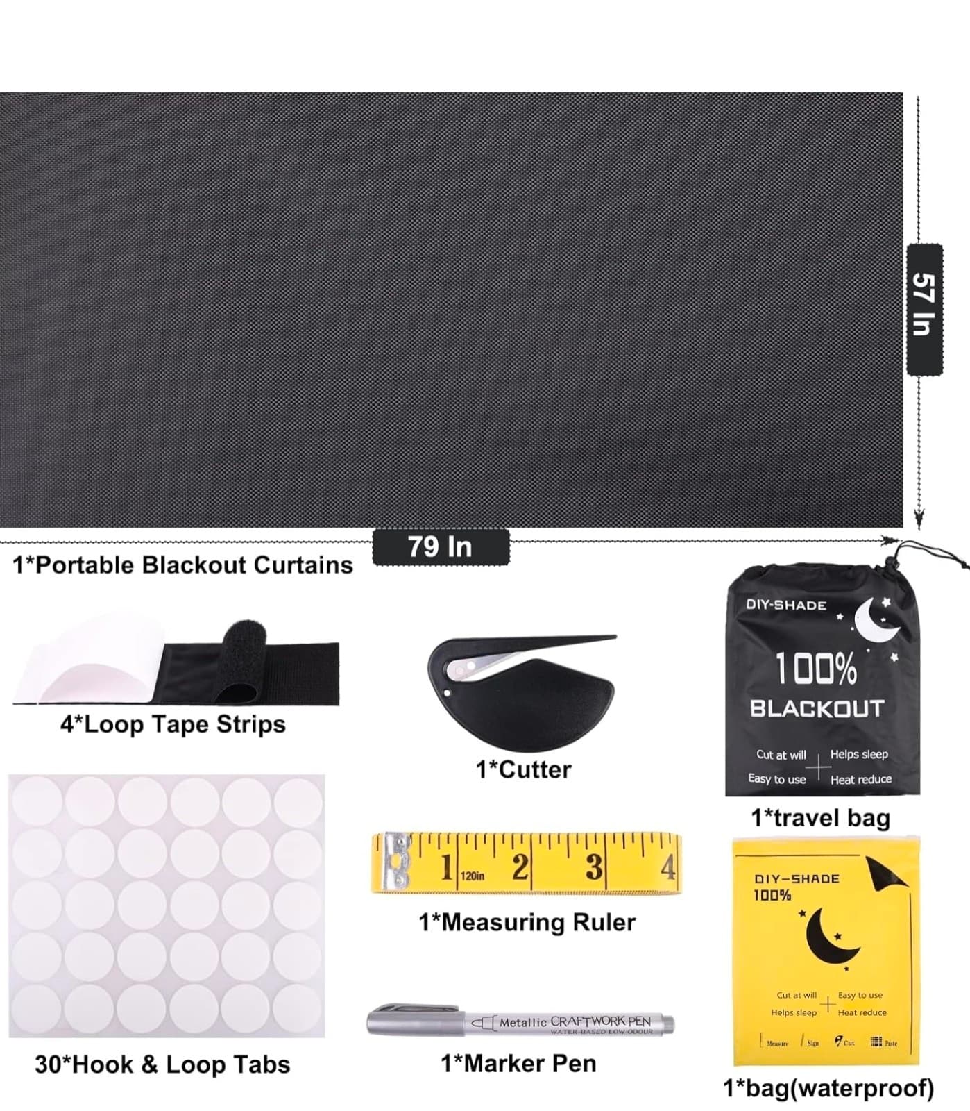 Blackout Curtain for Bedroom Room 118" x 57" Temporary Blackout Curtain - Thumbnail 6
