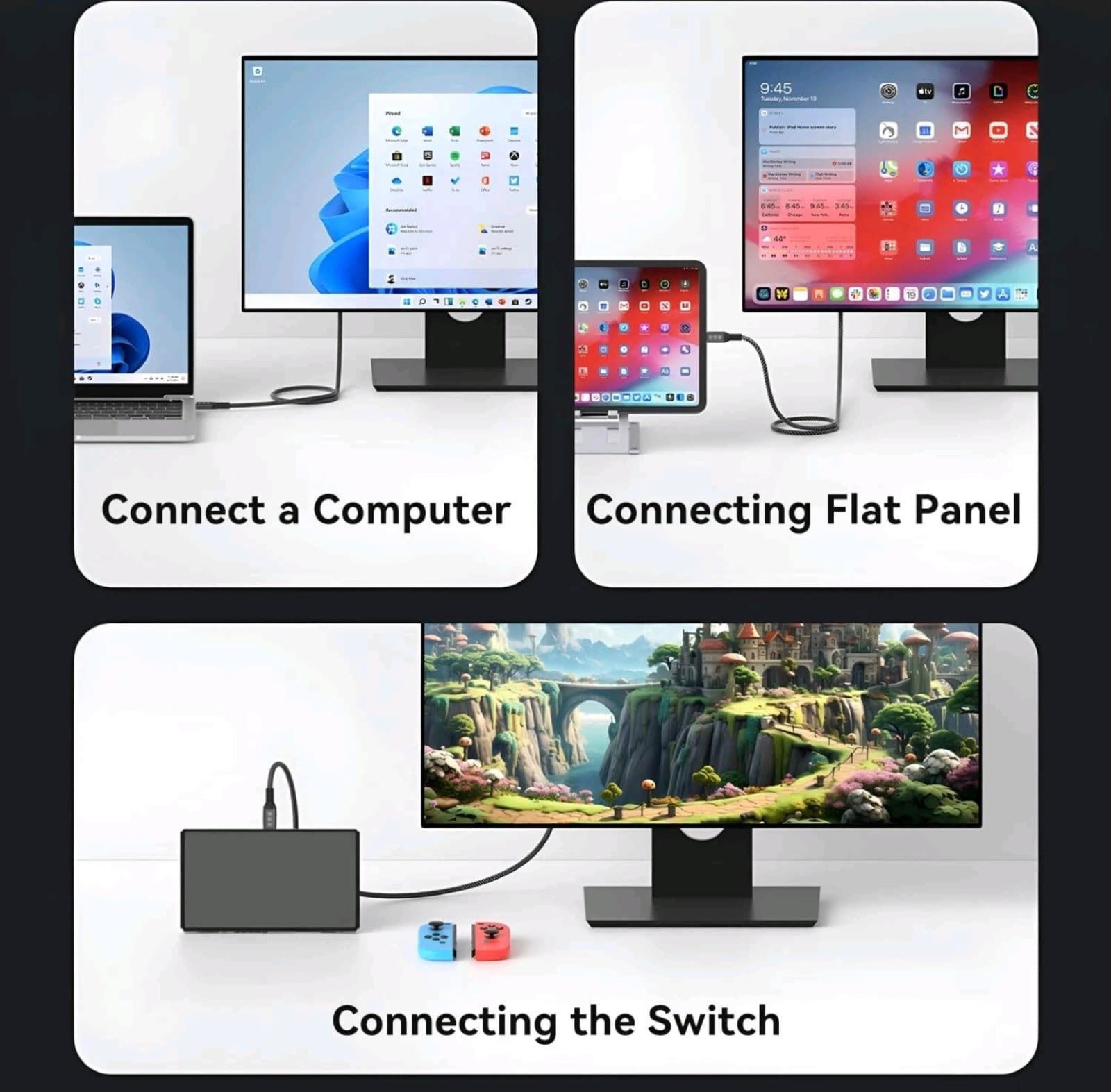 USB C 3.2 Gen2x2 Cable 90 Degree 20Gbps 240W 4K@60Hz UHD Video 0.5M Cord - Thumbnail 8