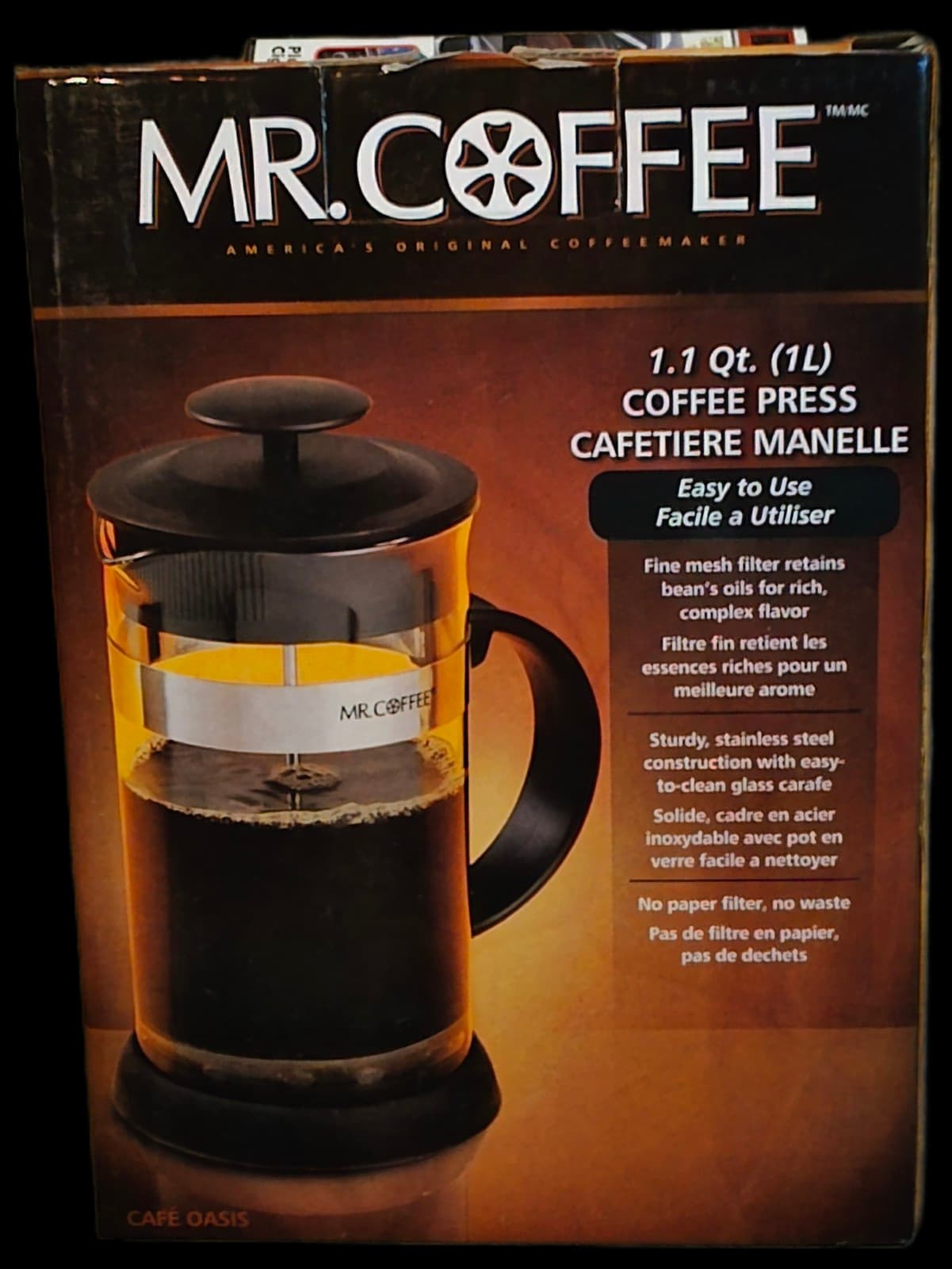 Mr. Coffee French Coffee Press Stainless Steel Glass Carafe Coffee Maker 32 oz - Image 1