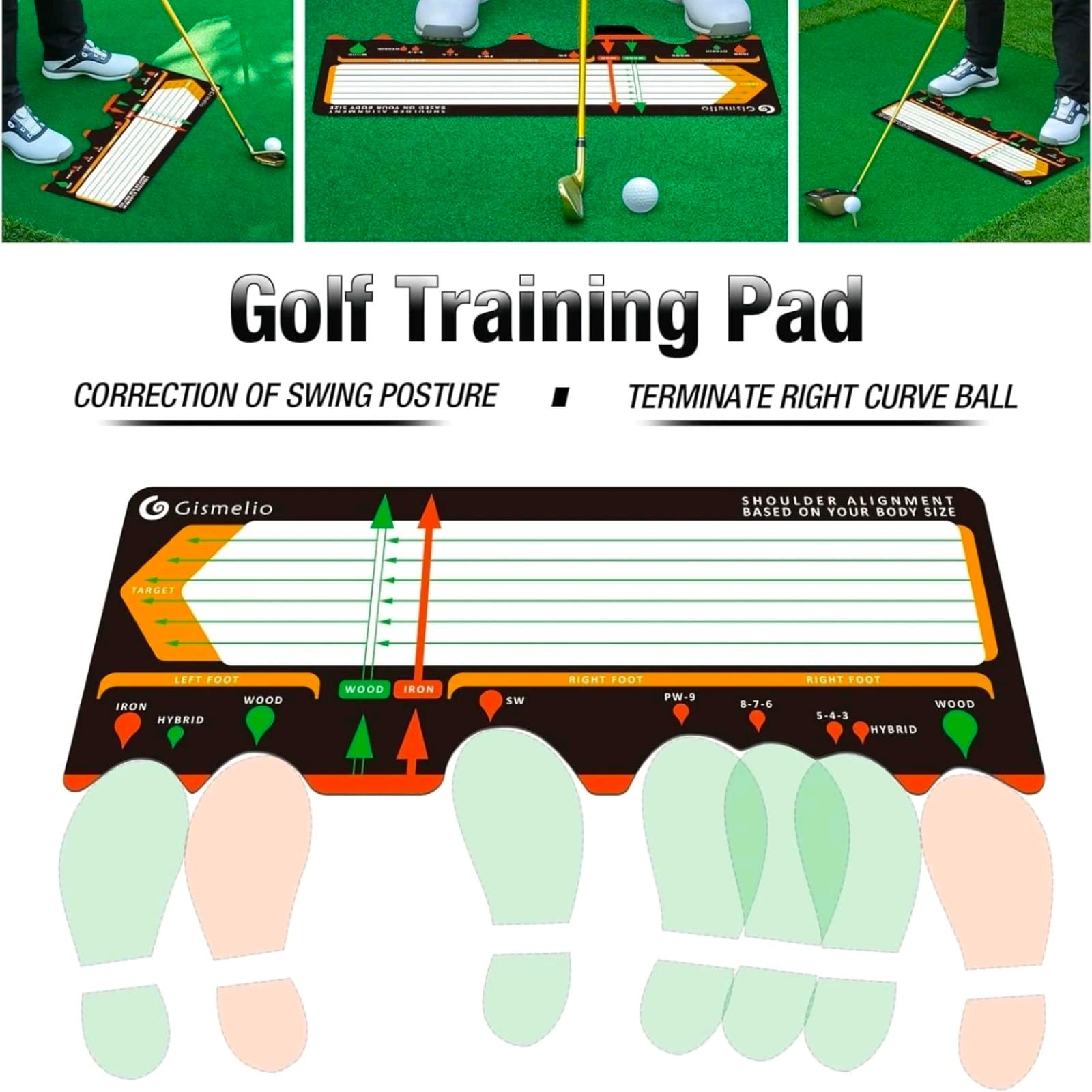 Golf Training Mat for Beginners | Posture Assistance and Entry-Level Black - Thumbnail 3