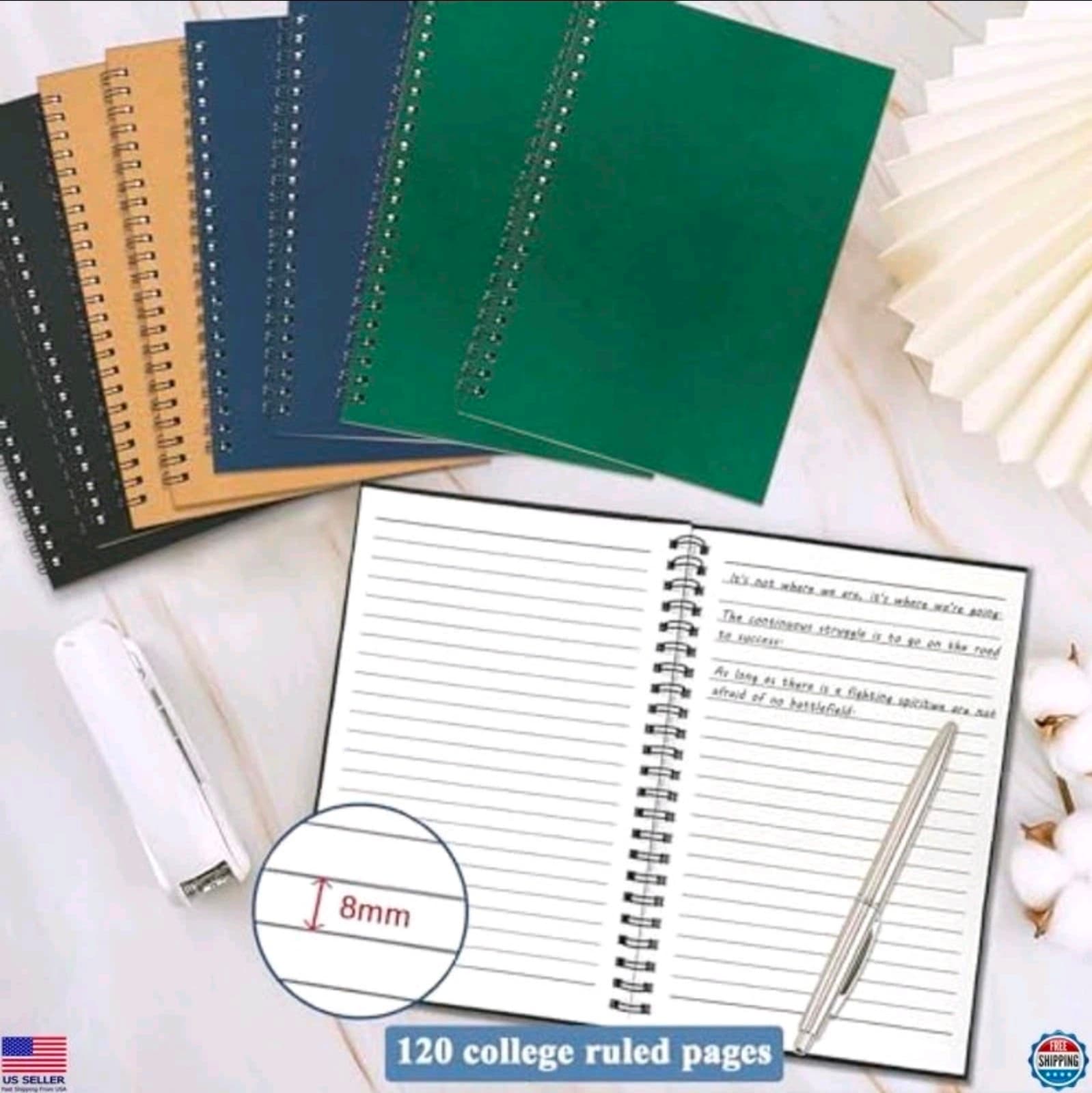 Spiral Notebook Set - 8-Pack, 120 Pages, 8.25x5.5 Inches - Thumbnail 2