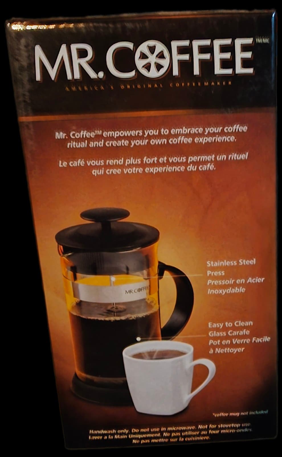 Mr. Coffee French Coffee Press Stainless Steel Glass Carafe Coffee Maker 32 oz - Thumbnail 3