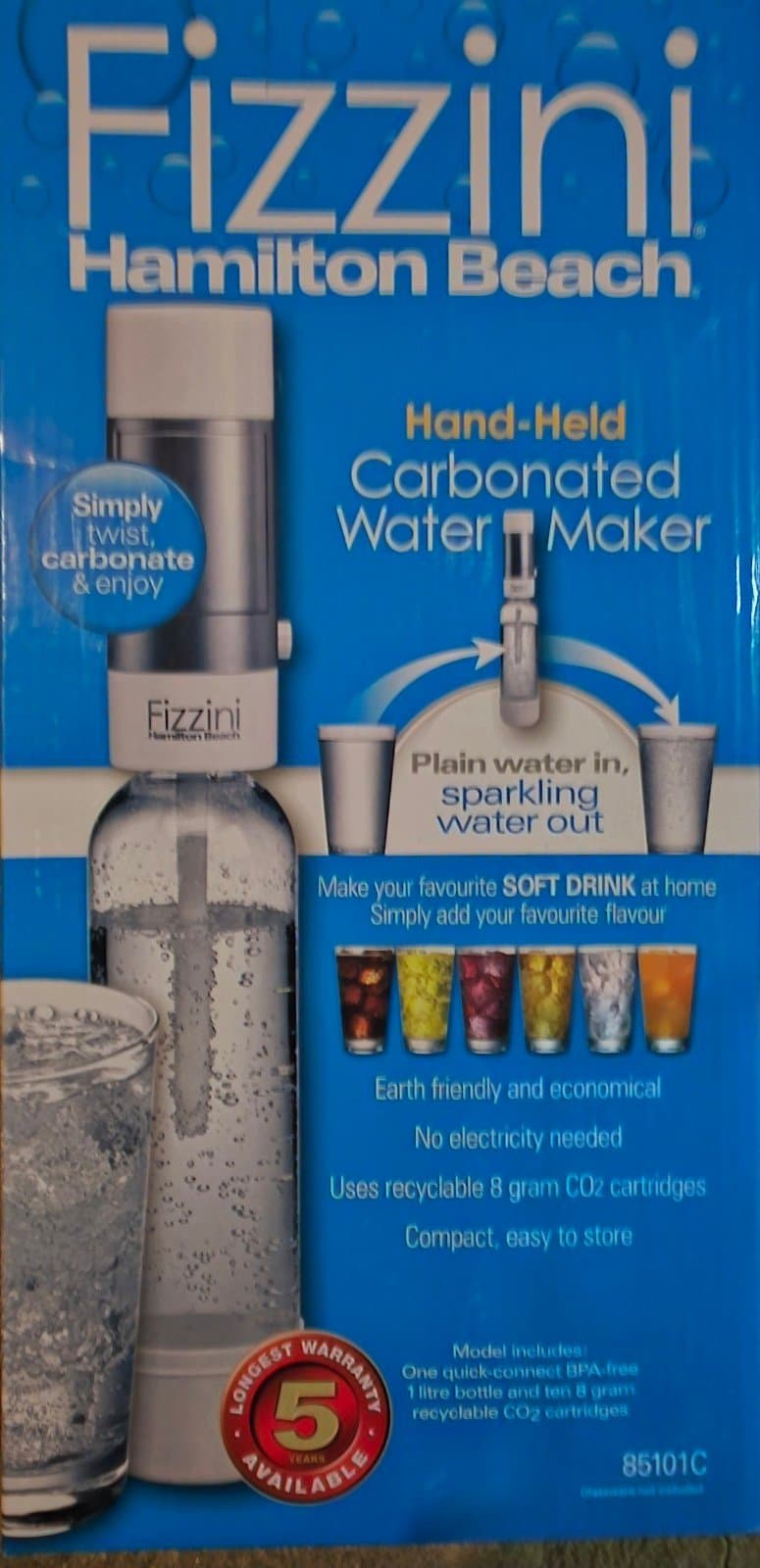 Hamilton Beach Fizzini Carbonated Water Maker, 1 Ltr Bottle w/o CO2 - Thumbnail 2
