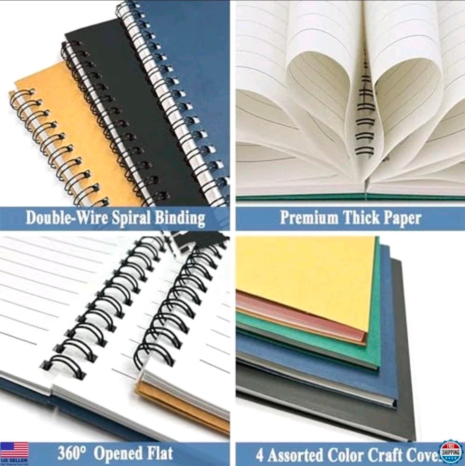 Spiral Notebook Set - 8-Pack, 120 Pages, 8.25x5.5 Inches - Thumbnail 3