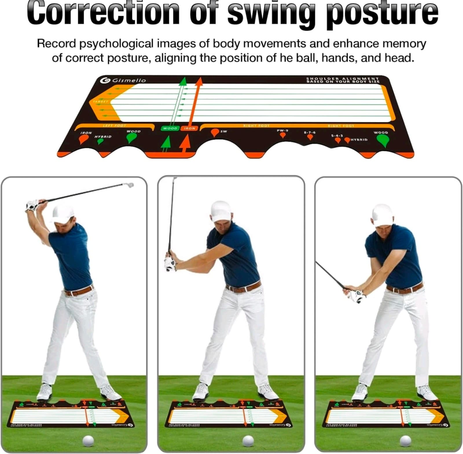 Golf Training Mat for Beginners | Posture Assistance and Entry-Level Black - Thumbnail 4