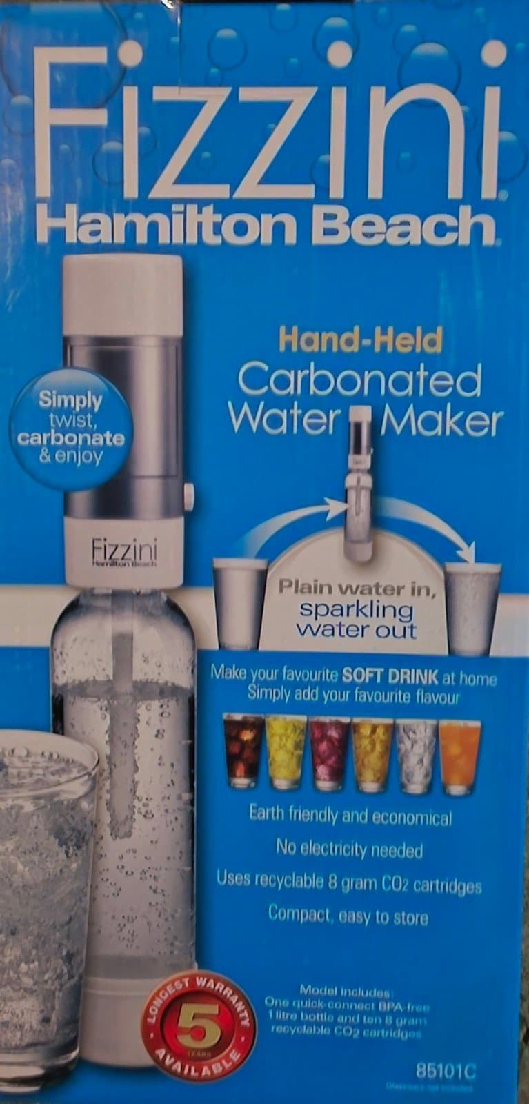 Hamilton Beach Fizzini Carbonated Water Maker, 1 Ltr Bottle w/o CO2 - Image 1