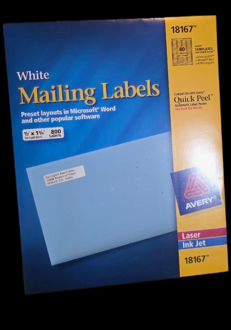 Avery 1/2 in. X 1-3/4 in. Standard Labels Easy Peel & Stick - Image 1