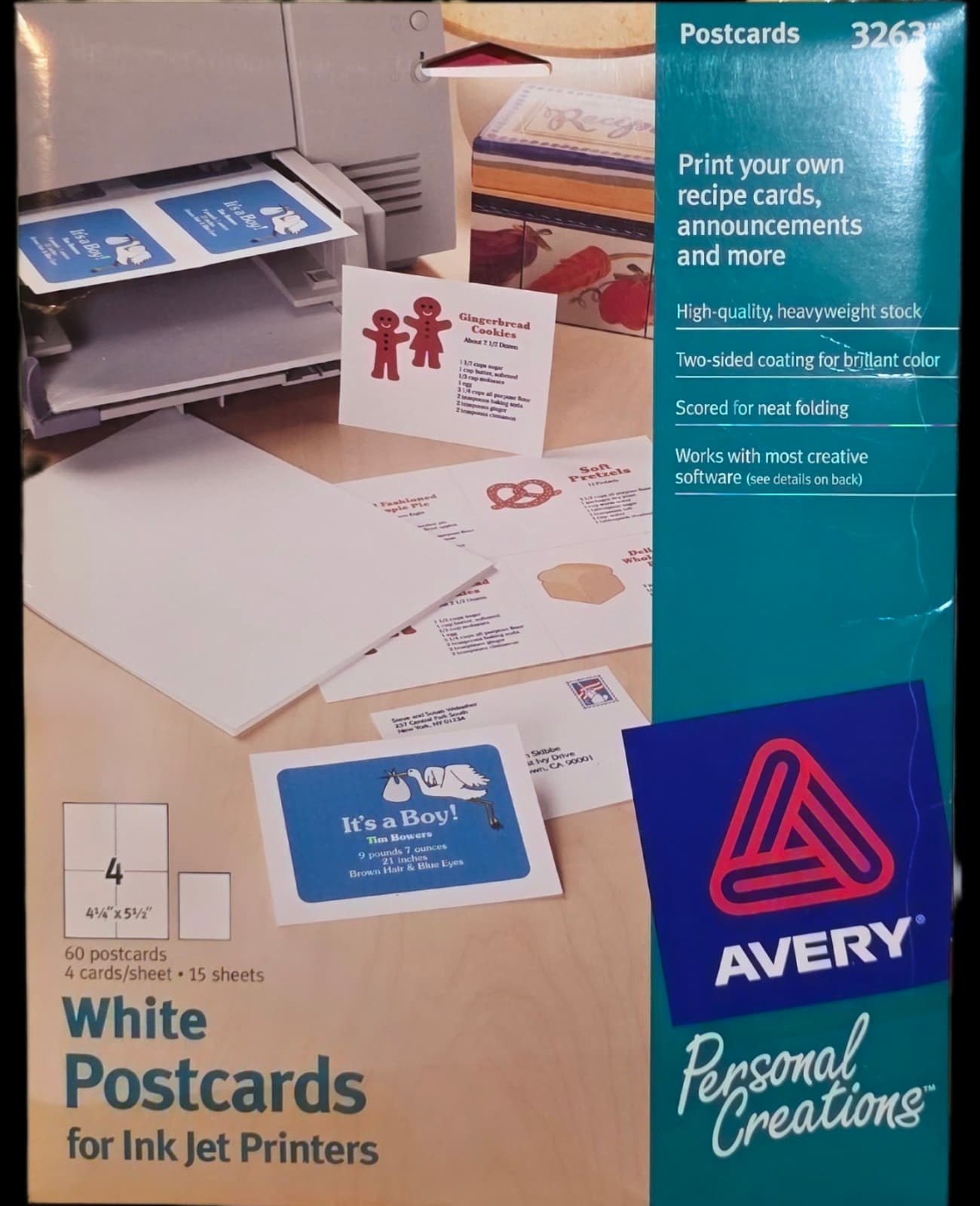 Avery Printable Postcards, 4.25" x 5.5", Glossy White 60ct - Image 1