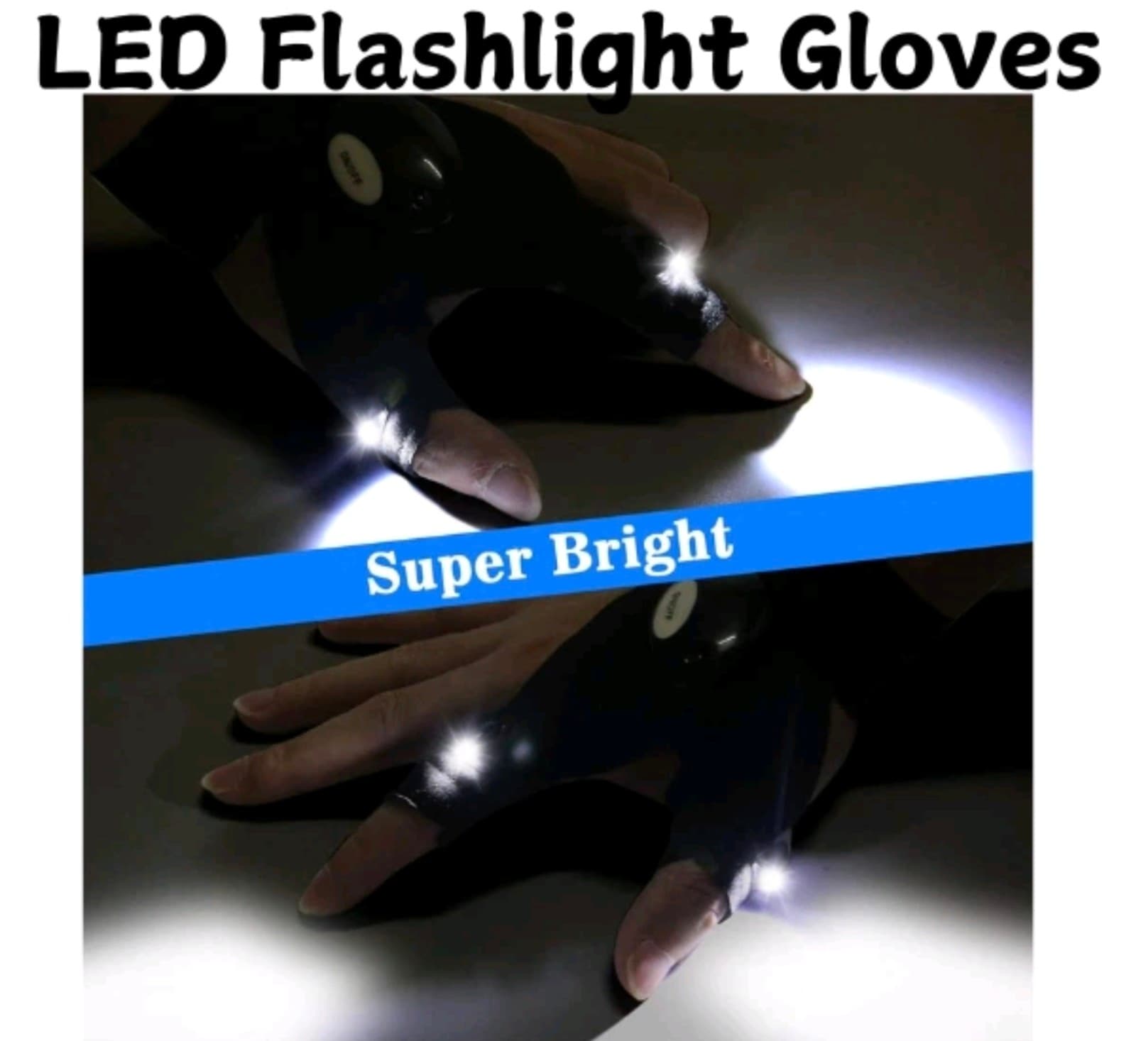LED Flashlight Gloves Cool Gadget Waterproof Light for Camping Fishing Repairing - Thumbnail 4