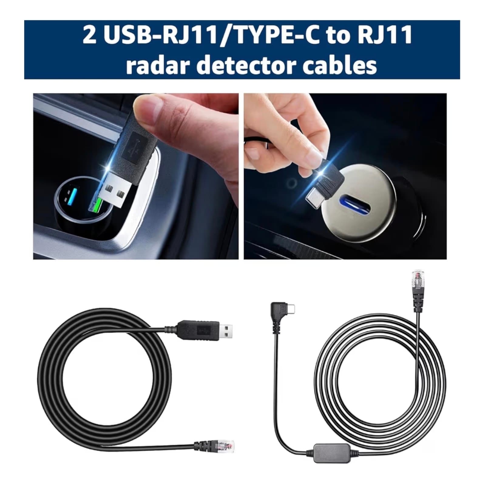 Radar Detector Cables, 6.56Ft Each, Compatible with Escort, Uniden, Beltronics, - Thumbnail 2