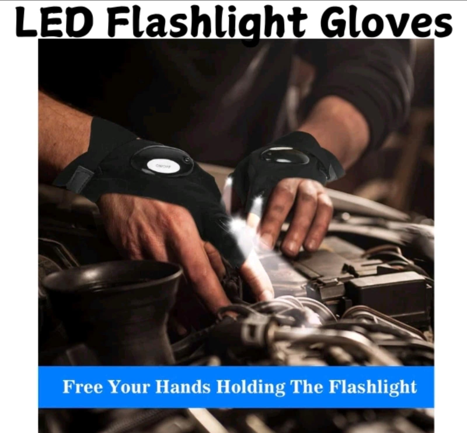 LED Flashlight Gloves Cool Gadget Waterproof Light for Camping Fishing Repairing - Thumbnail 5
