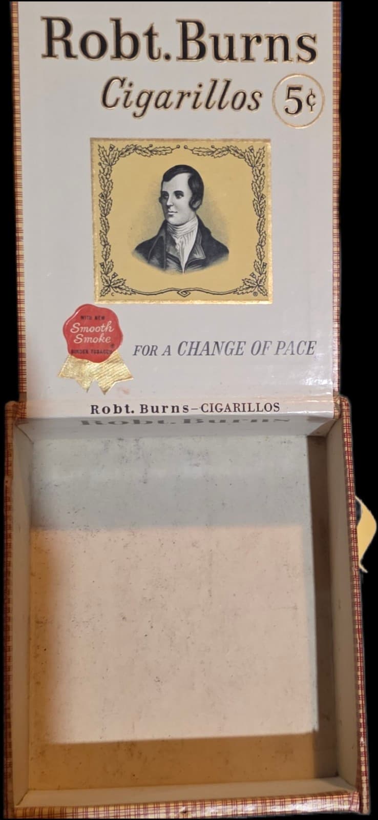 Vintage Robert Robt. Burns 5 cents Cigarillo Cigar Box Advertising Rare Old - Thumbnail 4