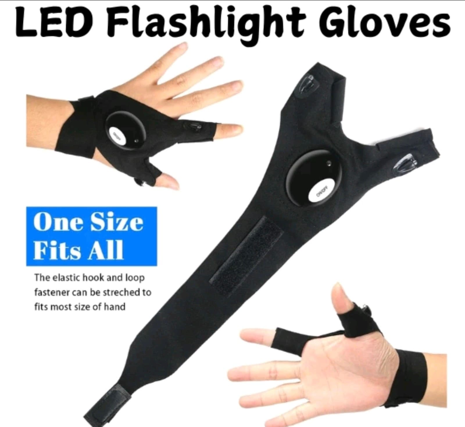 LED Flashlight Gloves Cool Gadget Waterproof Light for Camping Fishing Repairing - Thumbnail 6