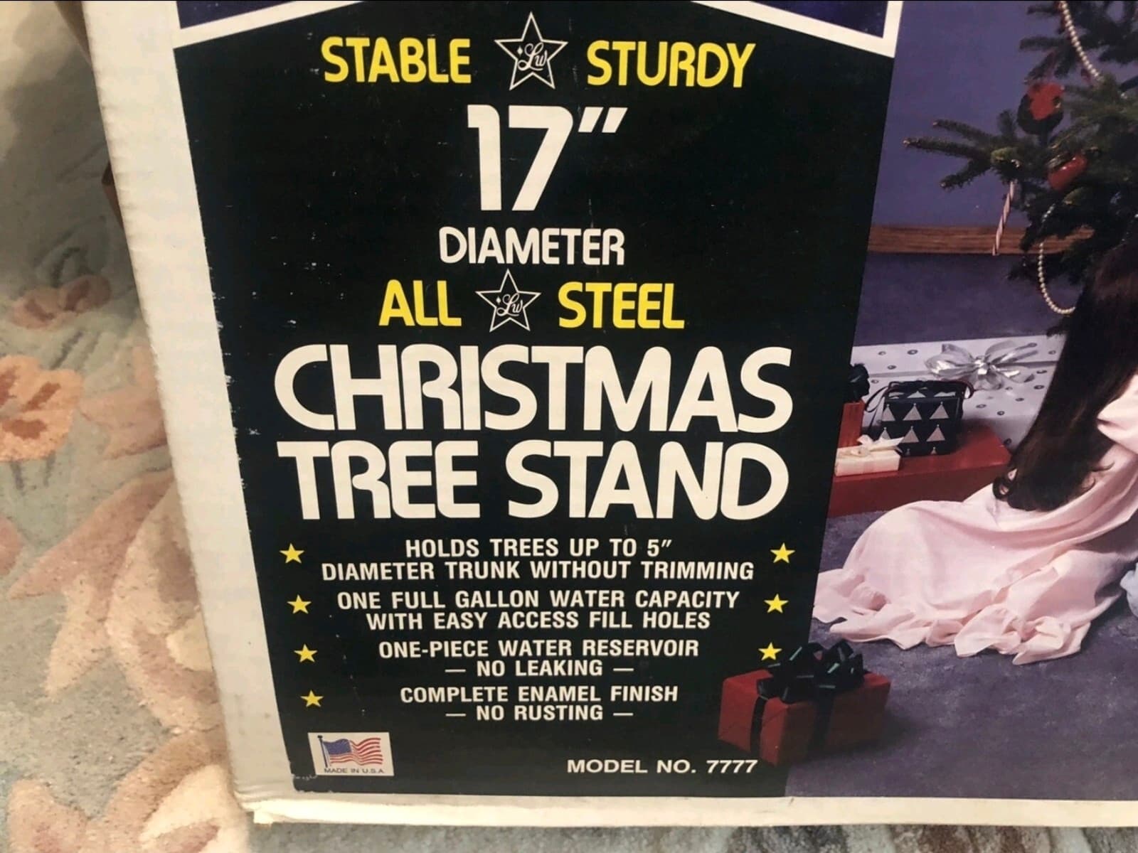 VTG Metal Christmas Tree Stand White Glitter 17” New No.7777 - Thumbnail 3