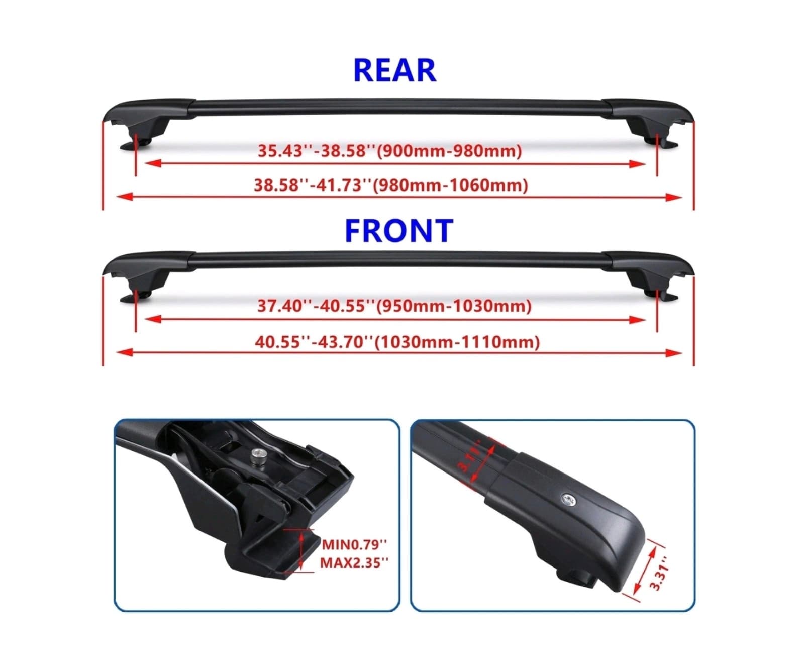 Roof Rack Heavy Duty Max 260lb Lockable - Forester, Impreza or Crosstrek - Thumbnail 7