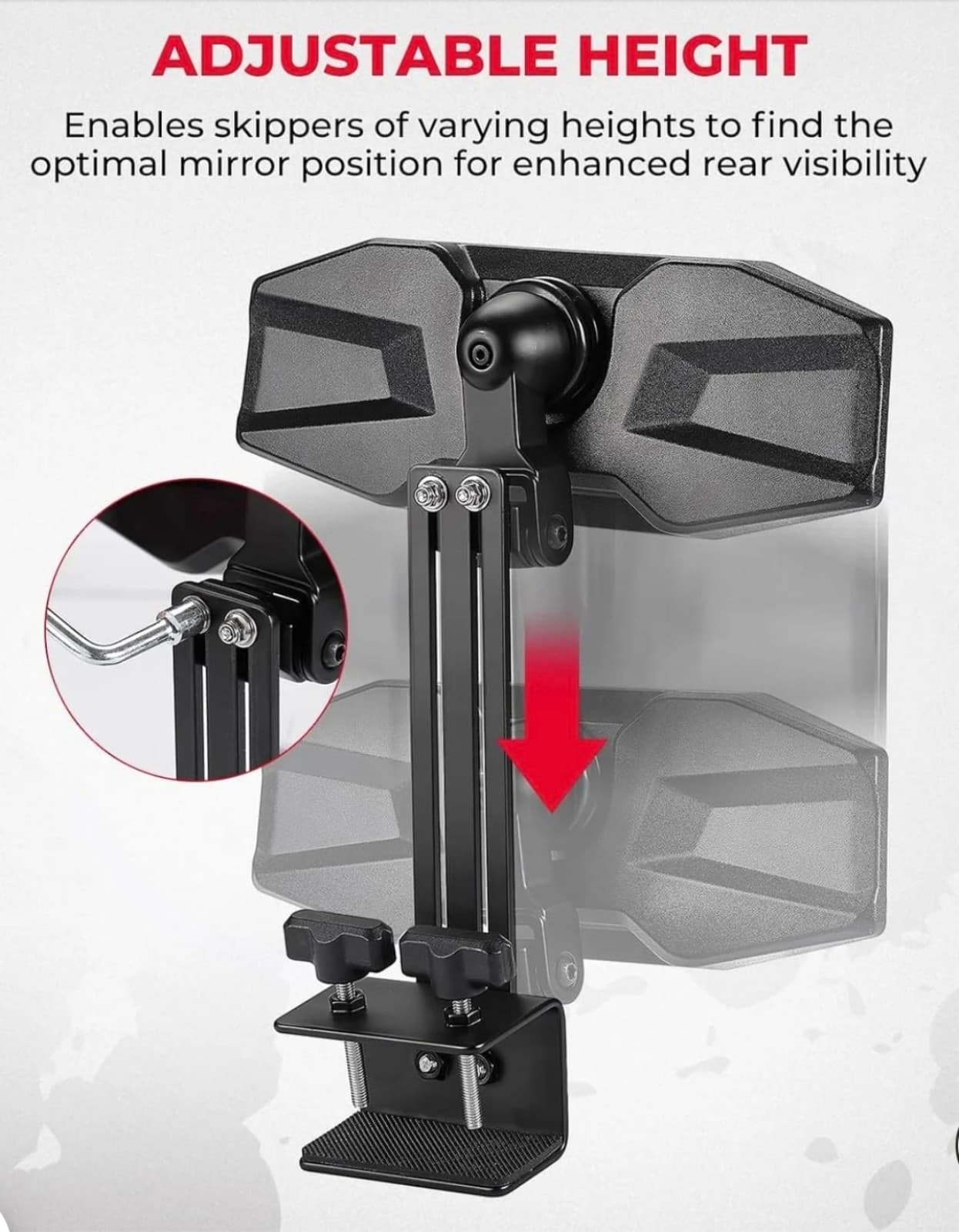 Boat Rear View Mirror 4.5"x8" for Boat Ski Boat Water Skiing Fishing - Thumbnail 2