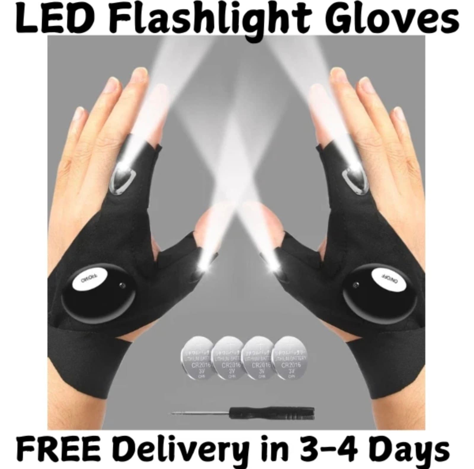 LED Flashlight Gloves Cool Gadget Waterproof Light for Camping Fishing Repairing - Image 1