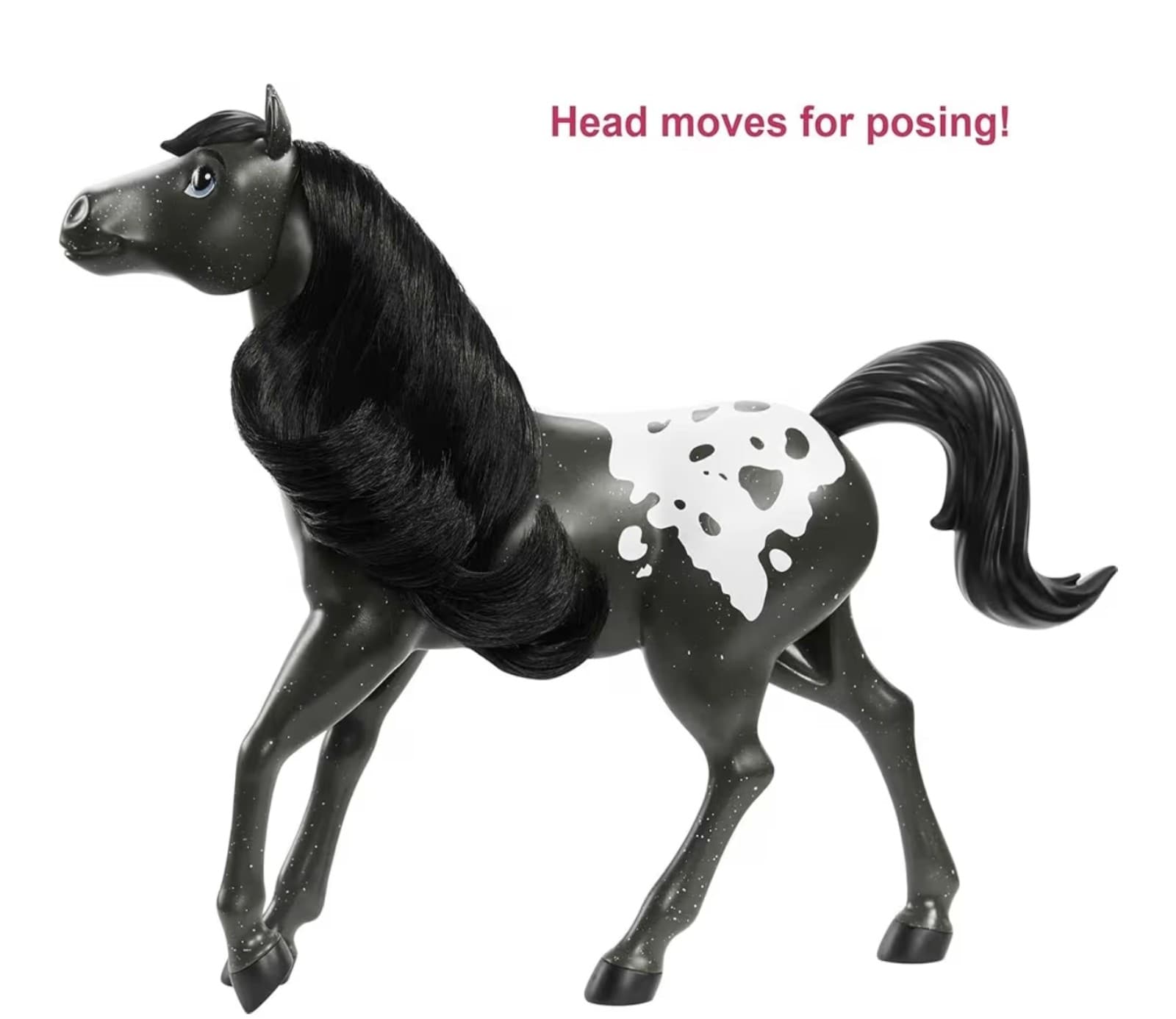 Mattel Spirit Untamed Herd Horse (Approx. 8-in), Moving Head, Black Pinto - Thumbnail 3