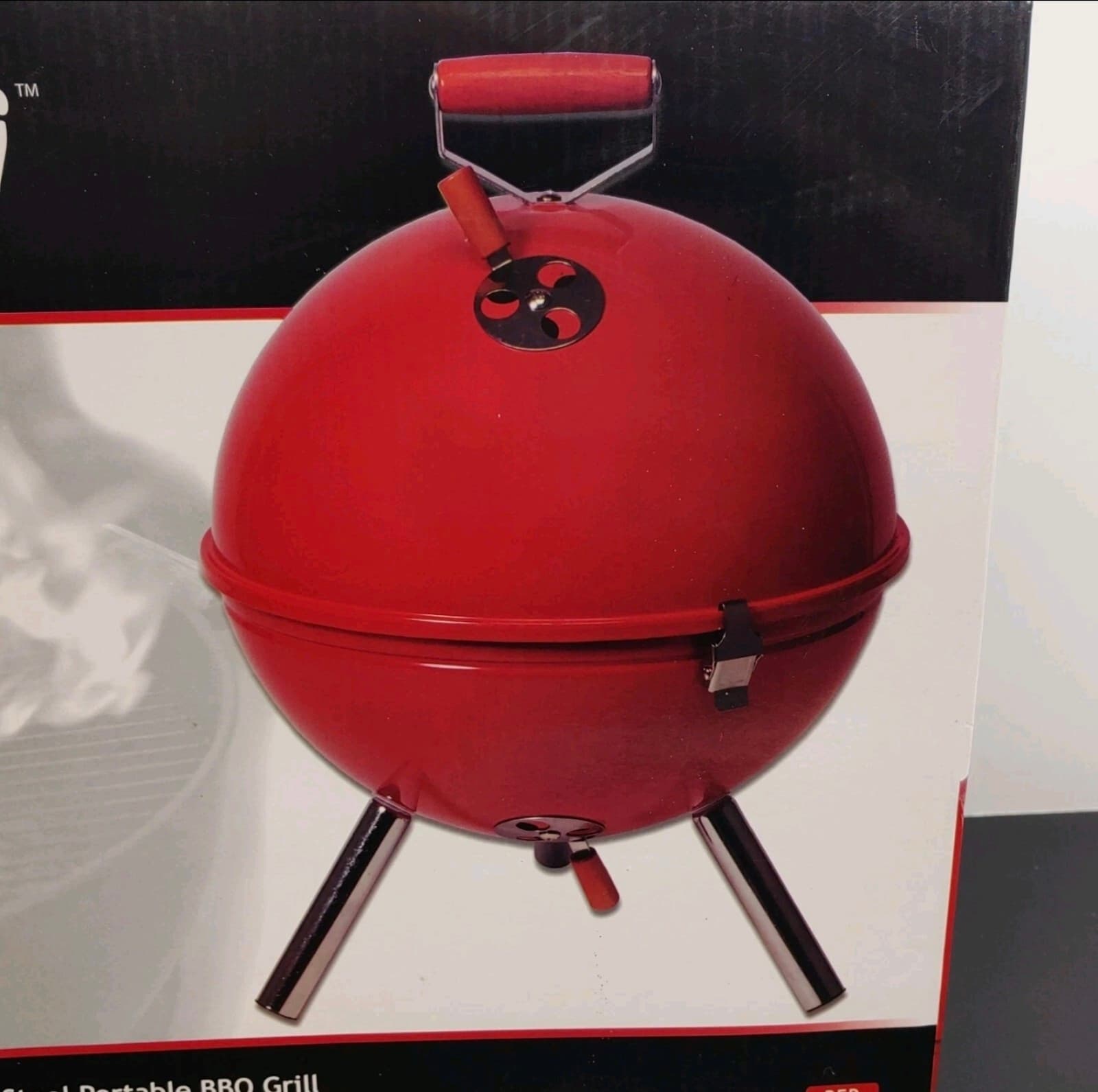 Parini Metro Charcoal Grill Balcony Porch Red Non-Stick Steel Portable BBQ Grill - Thumbnail 2