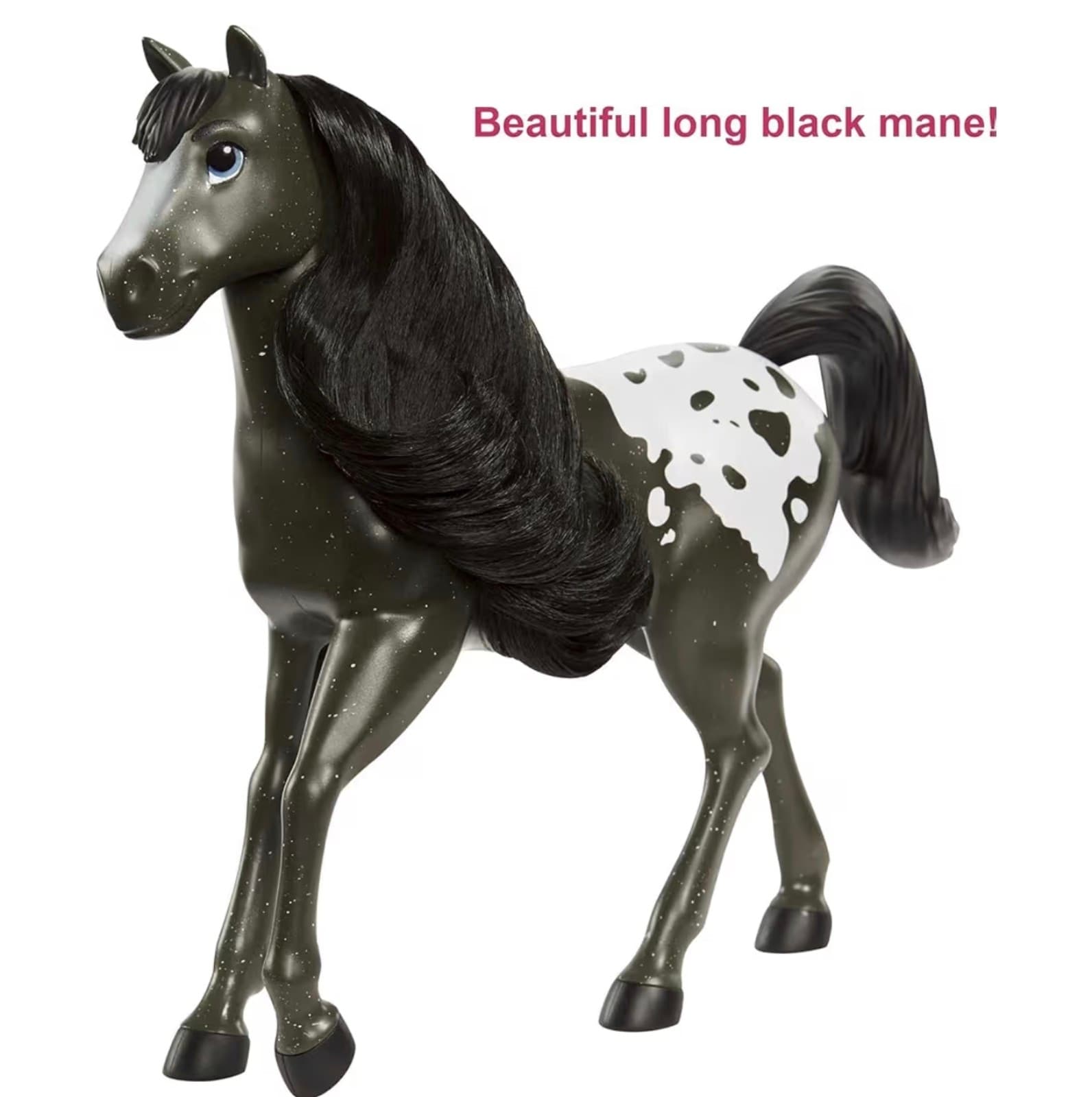 Mattel Spirit Untamed Herd Horse (Approx. 8-in), Moving Head, Black Pinto - Thumbnail 2