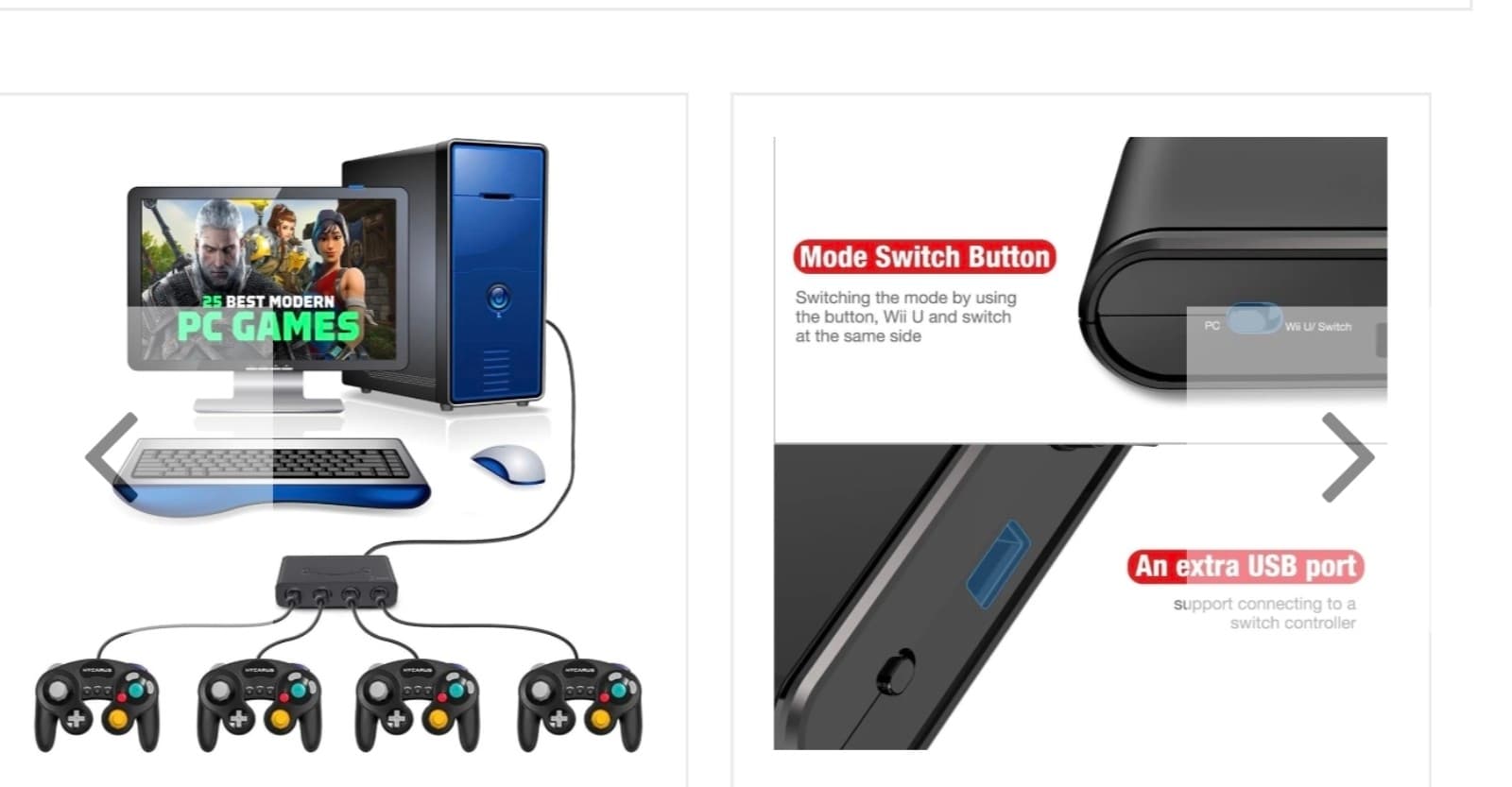 GameCube Controller Adapter for Wii U, Nintendo Switch and PC USB - Thumbnail 4