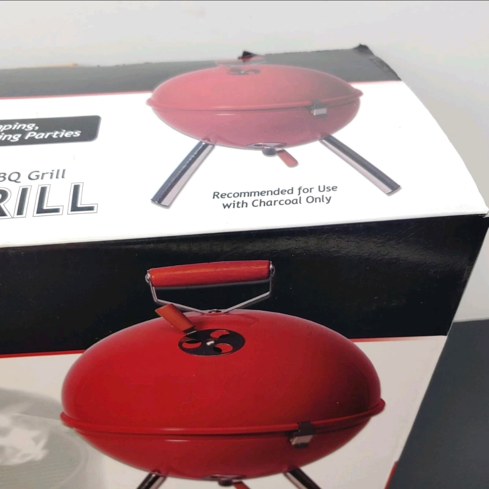 Parini Metro Charcoal Grill Balcony Porch Red Non-Stick Steel Portable BBQ Grill - Thumbnail 3