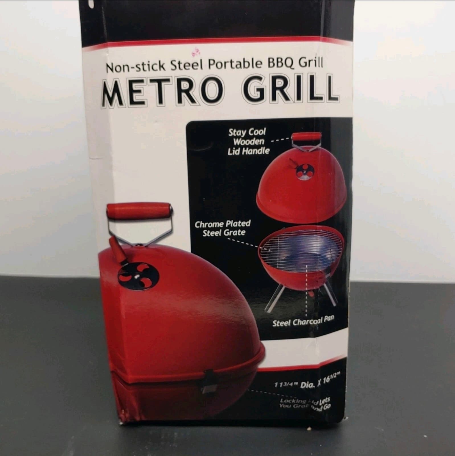 Parini Metro Charcoal Grill Balcony Porch Red Non-Stick Steel Portable BBQ Grill - Thumbnail 4
