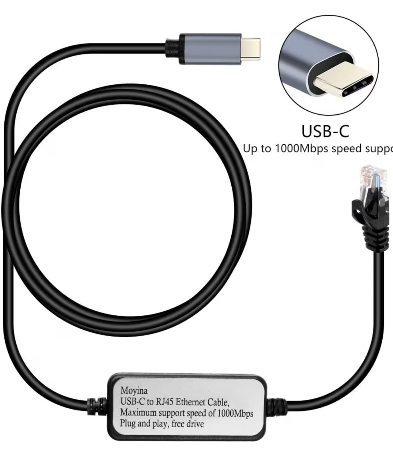 USB C to RJ45 Gigabit Ethernet Cable for MacBook Thunderbolt 3/Type-C, Windows - Thumbnail 4