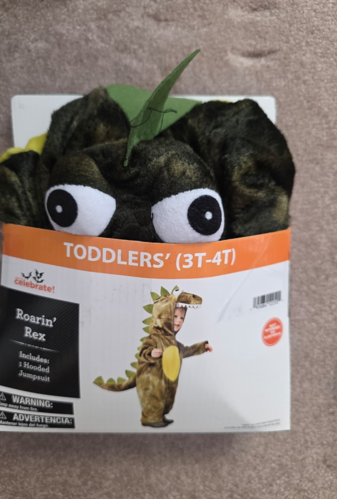 Toddlers Dinosaur Costume Size 3/4T - Image 1