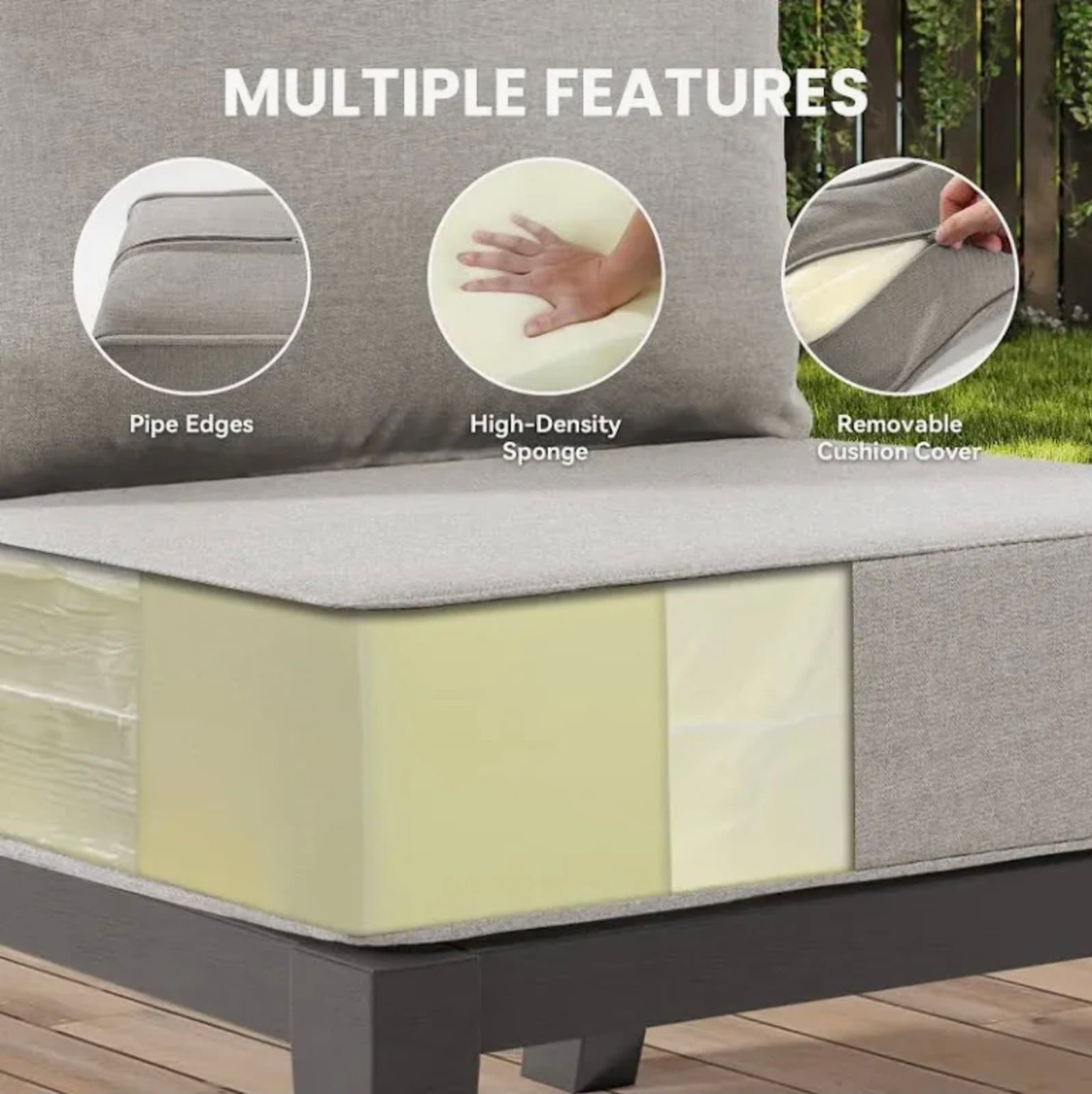 Outdoor Wicker Furniture Cushion Set, 24 x 24 x 6 Thicken Deep Seat Patio Chair - Thumbnail 3