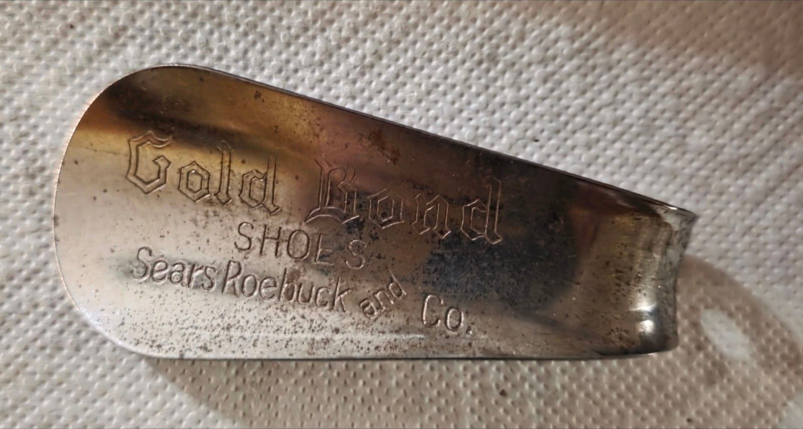 Vintage Sears Roebuck & Co. “Gold Bond Shoes” Metal Shoehorn – Early Advertising - Image 1