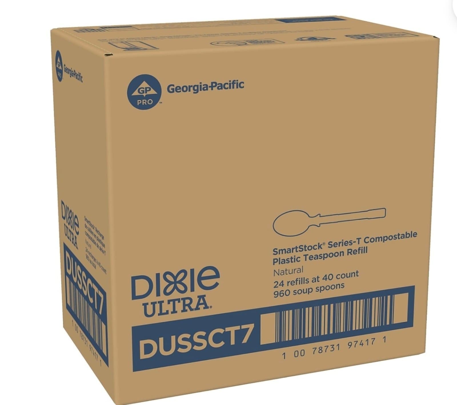 Dixie Ultra Smart Stock Series-T Compostable Plastic Tea Spoon Refill Beige - Image 1