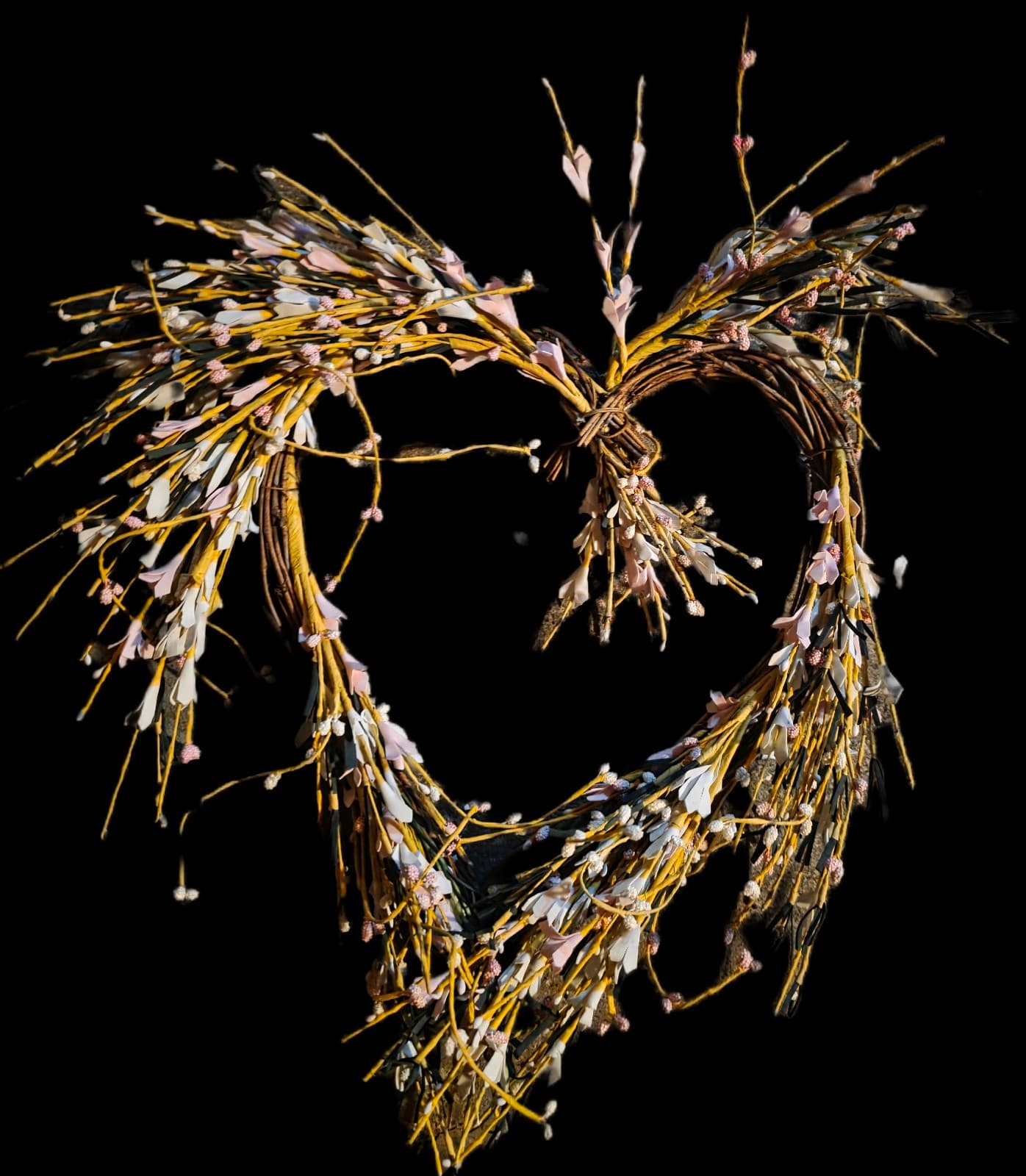 Heart Wreath for front door, Pink and White Wreath, Bridal shower decorations, W - Thumbnail 2