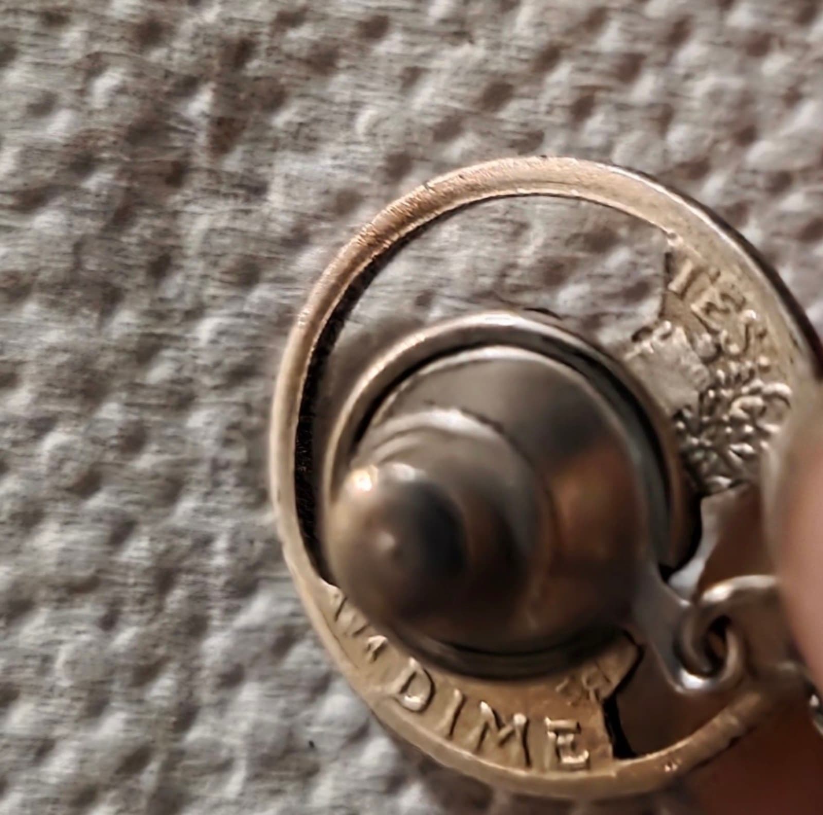 Vintage 1942 Mercury Dime Sterling Silver Tie Tack 1940s World War II Era Coin - Thumbnail 3