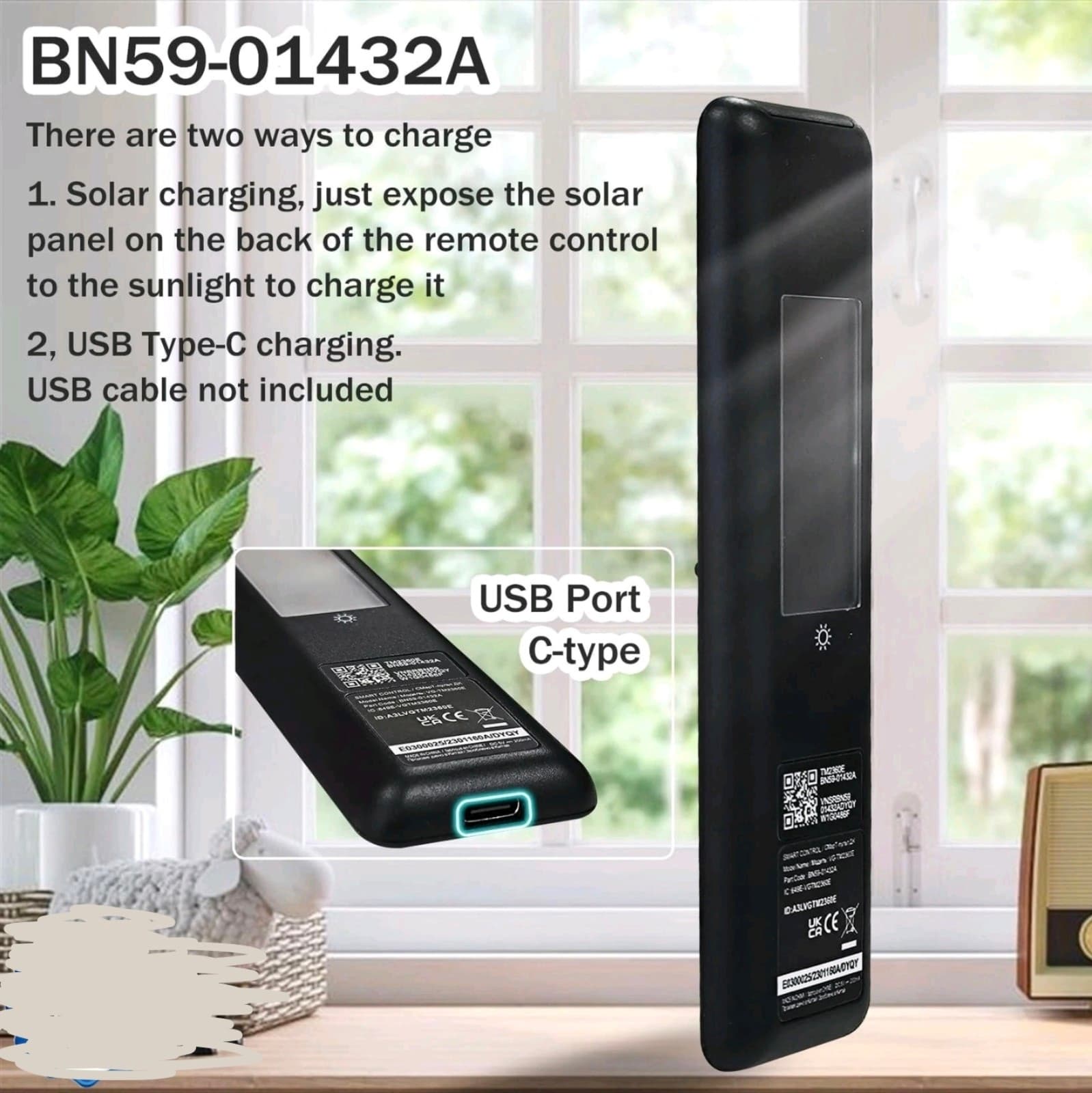 BN59-01432A TM2360E Solar Voice Remote Compatible with Samsung Neo QLED 8K HD - Thumbnail 4