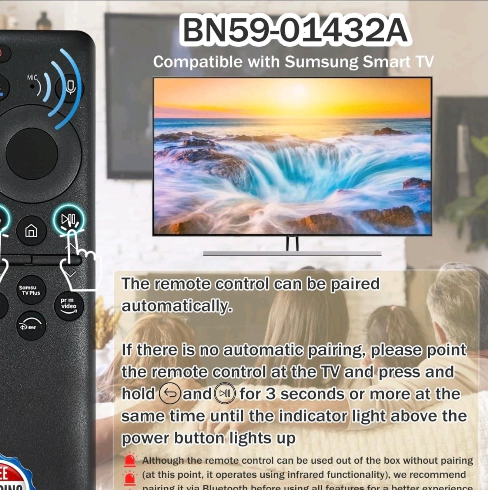 BN59-01432A TM2360E Solar Voice Remote Compatible with Samsung Neo QLED 8K HD - Thumbnail 6