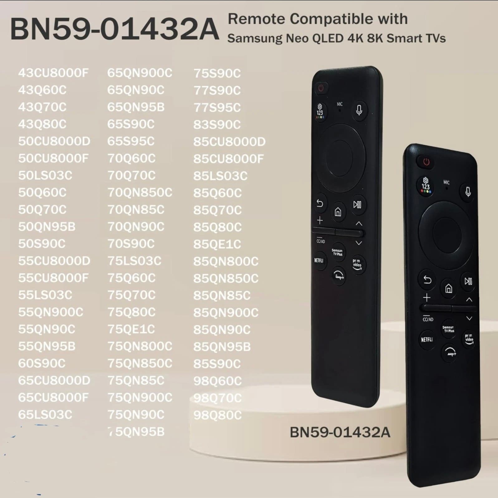 BN59-01432A TM2360E Solar Voice Remote Compatible with Samsung Neo QLED 8K HD - Thumbnail 3