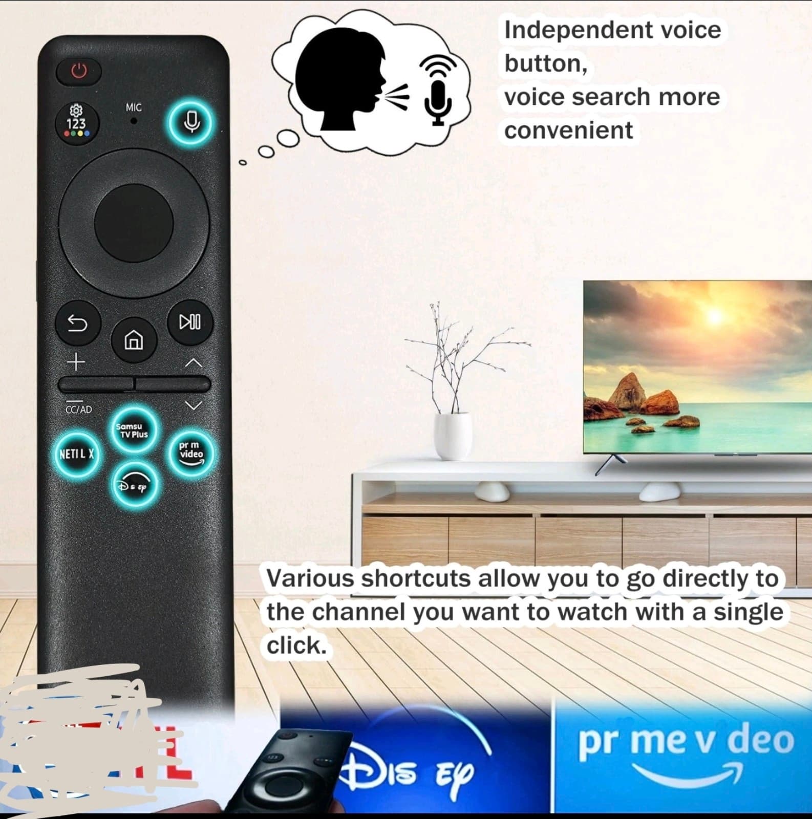 BN59-01432A TM2360E Solar Voice Remote Compatible with Samsung Neo QLED 8K HD - Thumbnail 5