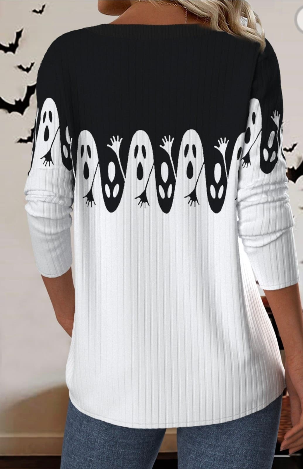 Halloween Ghost Sweater sz Large - Thumbnail 2