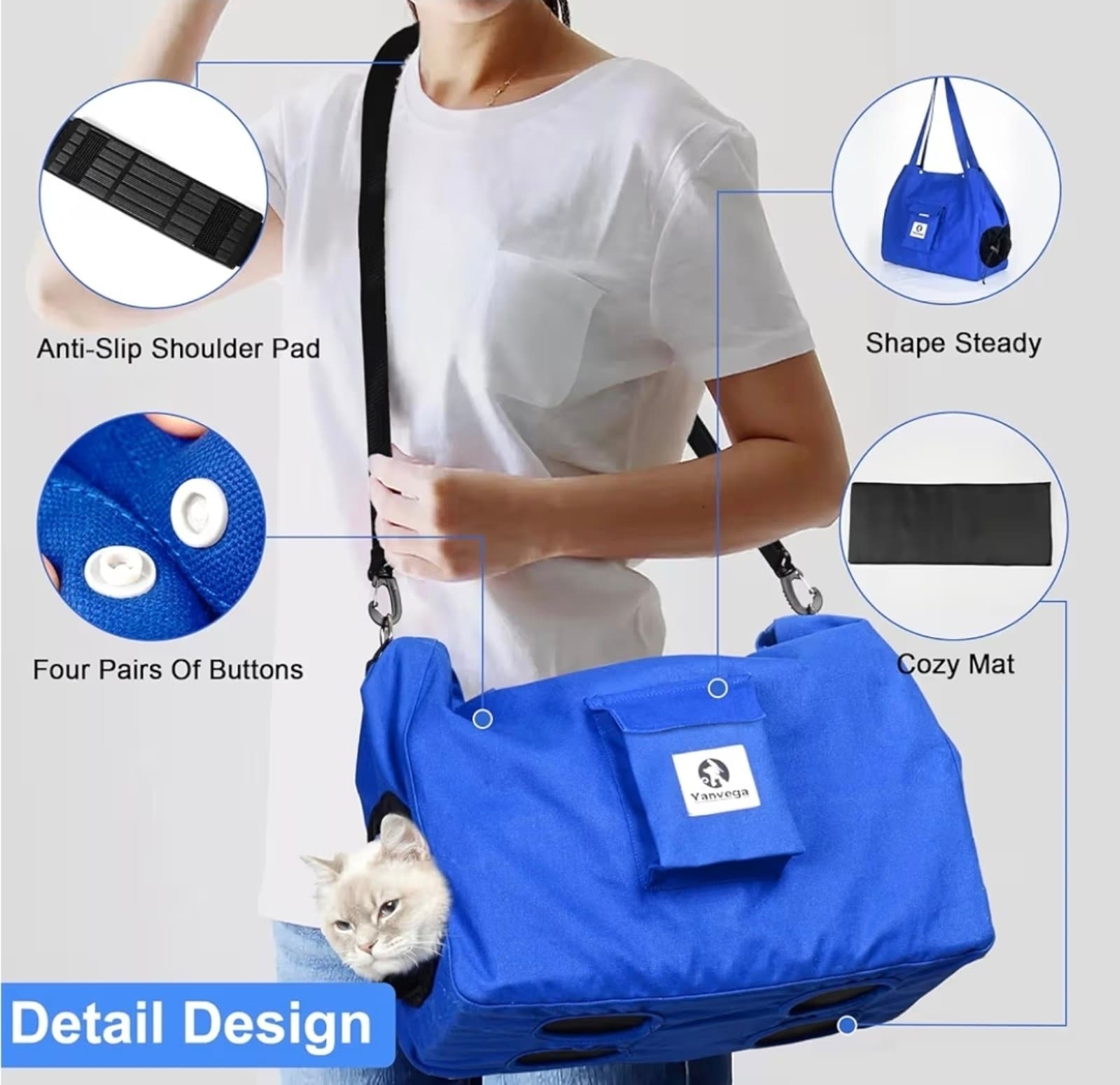 Pet Carrier Backpack Pet Supplies, Breathable Cat/Dog Travel Pouch - Thumbnail 5