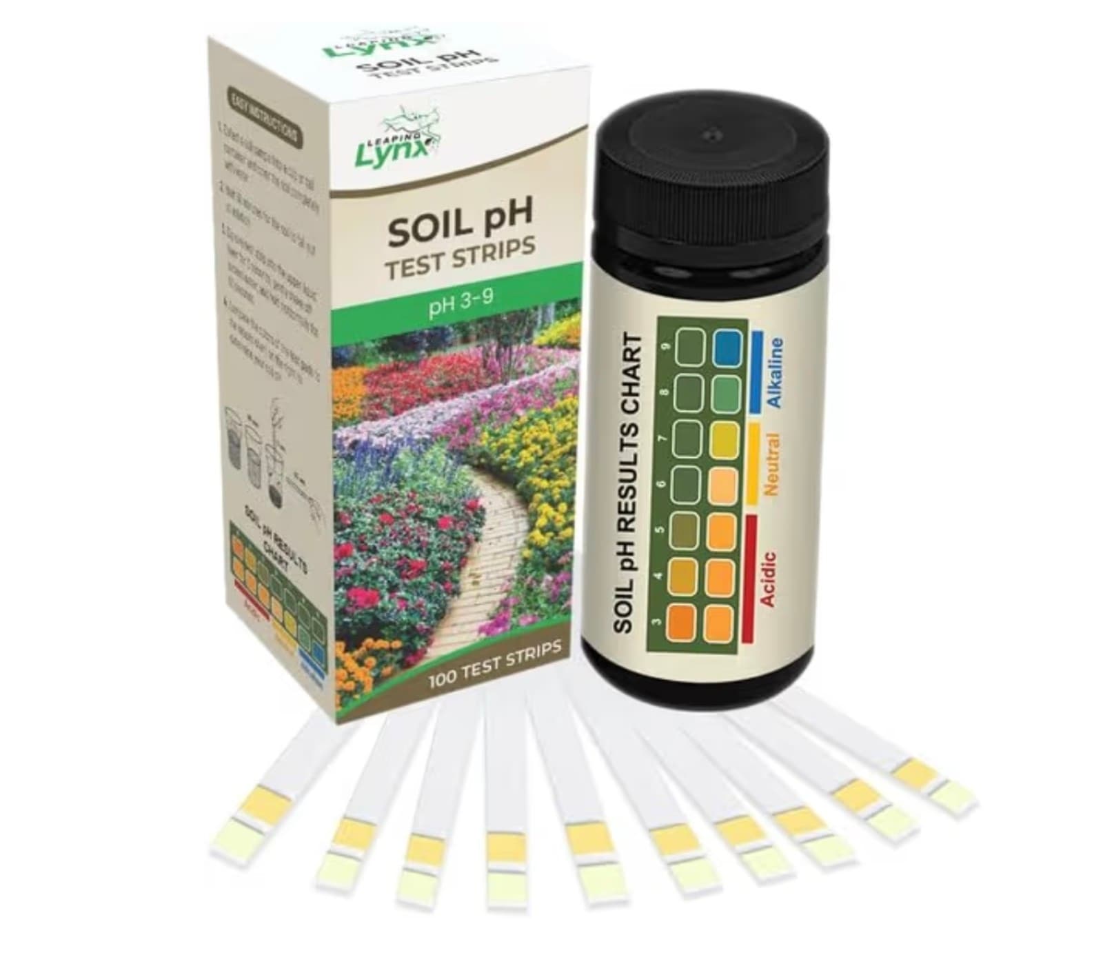 Soil pH Test Kit (3-9 Range) – 100 Test Strips for Garden, Lawn, Vegetable & Flo - Image 1