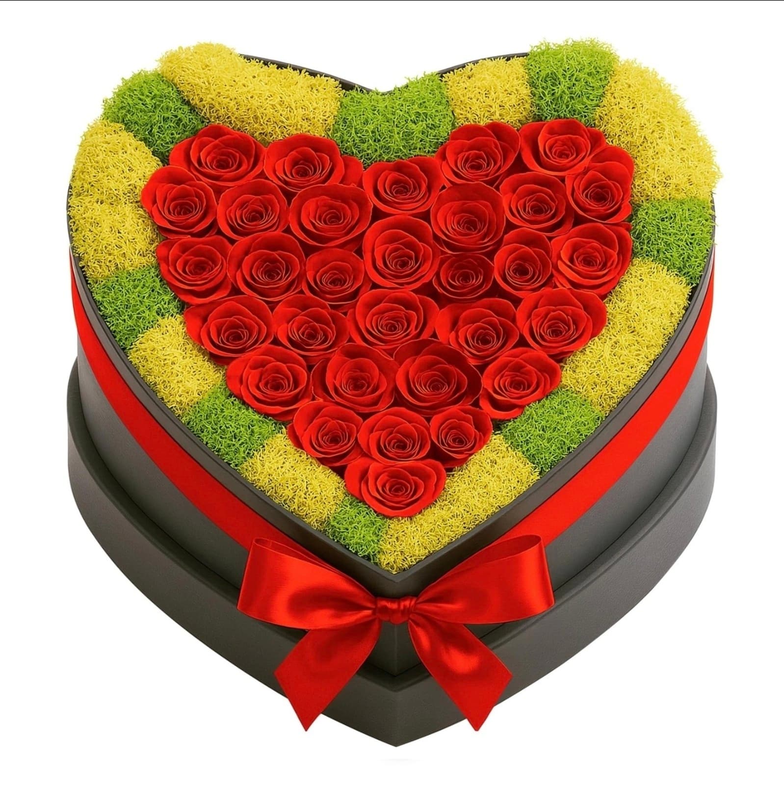 30 Preserved Roses, Forever Flowers for Delivery in Designer Heart-Shaped Box - Image 1
